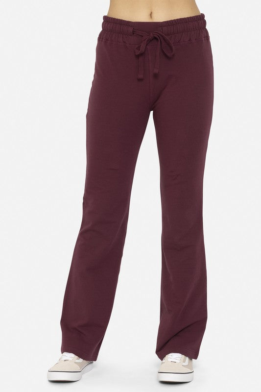 Blue Zone Planet | Mono B Drawstring Flared Pants-BOTTOMS SIZES SMALL MEDIUM LARGE-[Adult]-[Female]-Plum-S-2022 Online Blue Zone Planet