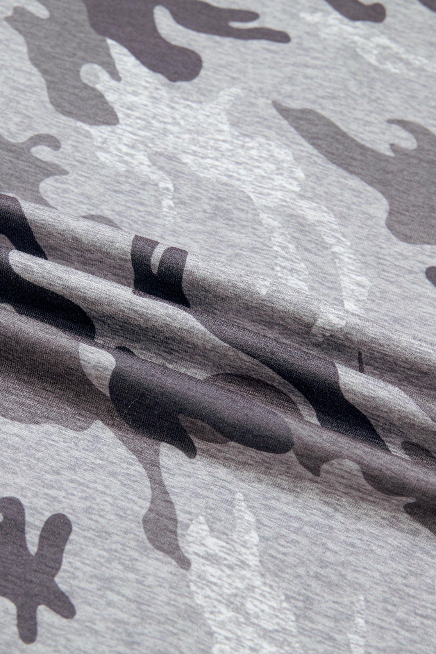 Gray Plus Size Camo Print Casual T Shirt-Plus Size/Plus Size Tops/Plus Size Tops & Tees-[Adult]-[Female]-2022 Online Blue Zone Planet