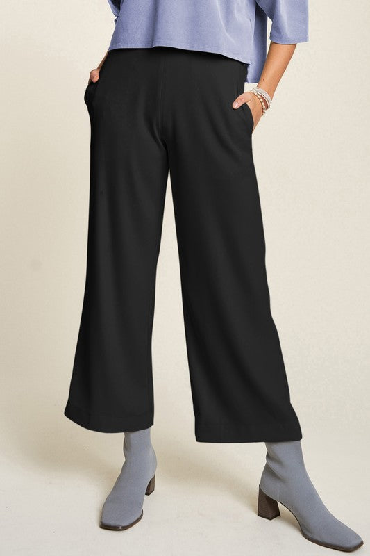 Davi & Dani Wide Leg Mid-Rise Pants-BOTTOM SIZES SMALL MEDIUM LARGE-[Adult]-[Female]-Black-S-2022 Online Blue Zone Planet