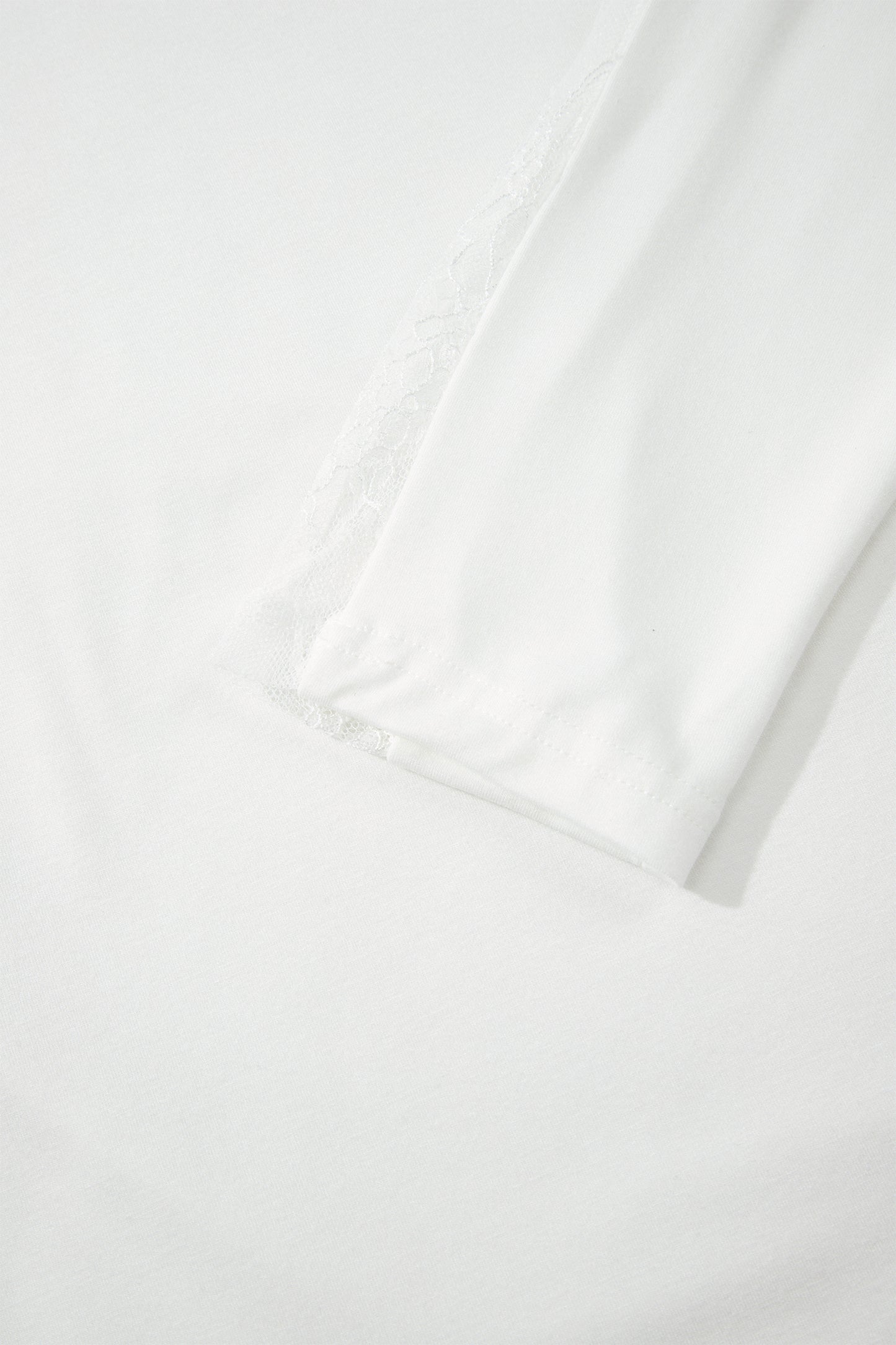 White Sheer Lace Splicing Long Sleeve Shift Top-Tops/Long Sleeve Tops-[Adult]-[Female]-2022 Online Blue Zone Planet