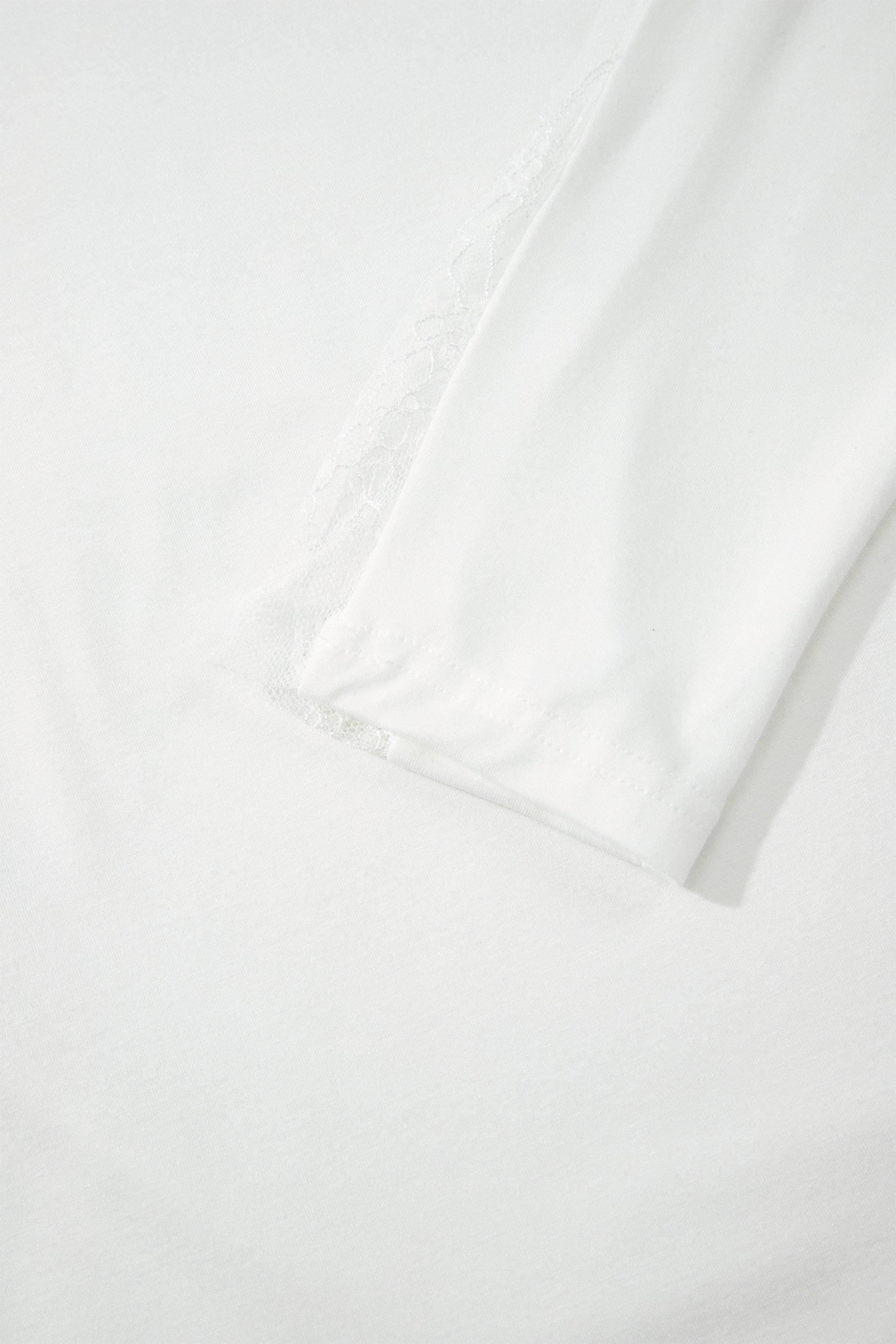 White Sheer Lace Splicing Long Sleeve Shift Top-Tops/Long Sleeve Tops-[Adult]-[Female]-2022 Online Blue Zone Planet