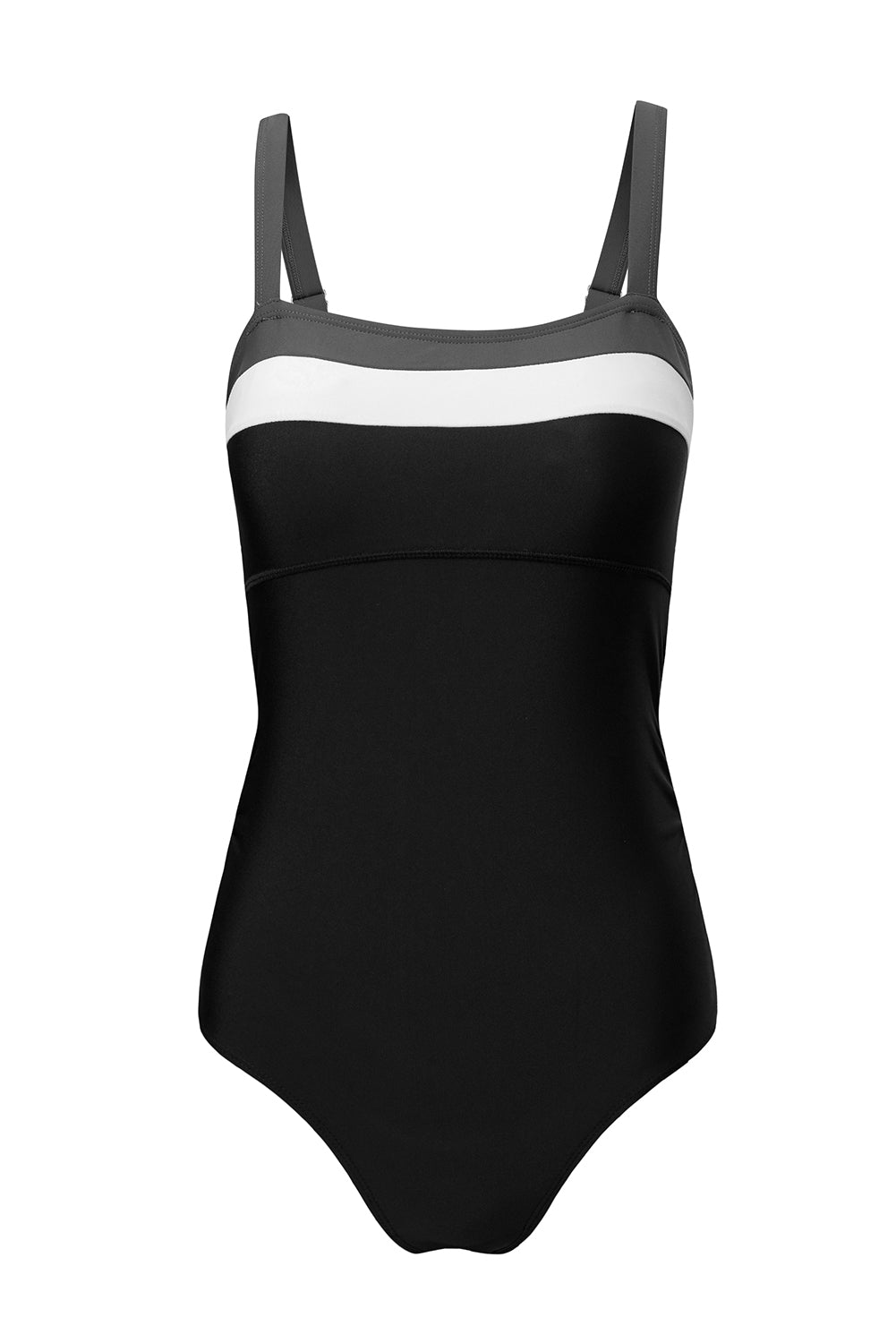 Black Color Block Detail Adjustable Straps One Piece Swimsuit-Swimwear/One Piece Swimsuit-[Adult]-[Female]-2022 Online Blue Zone Planet