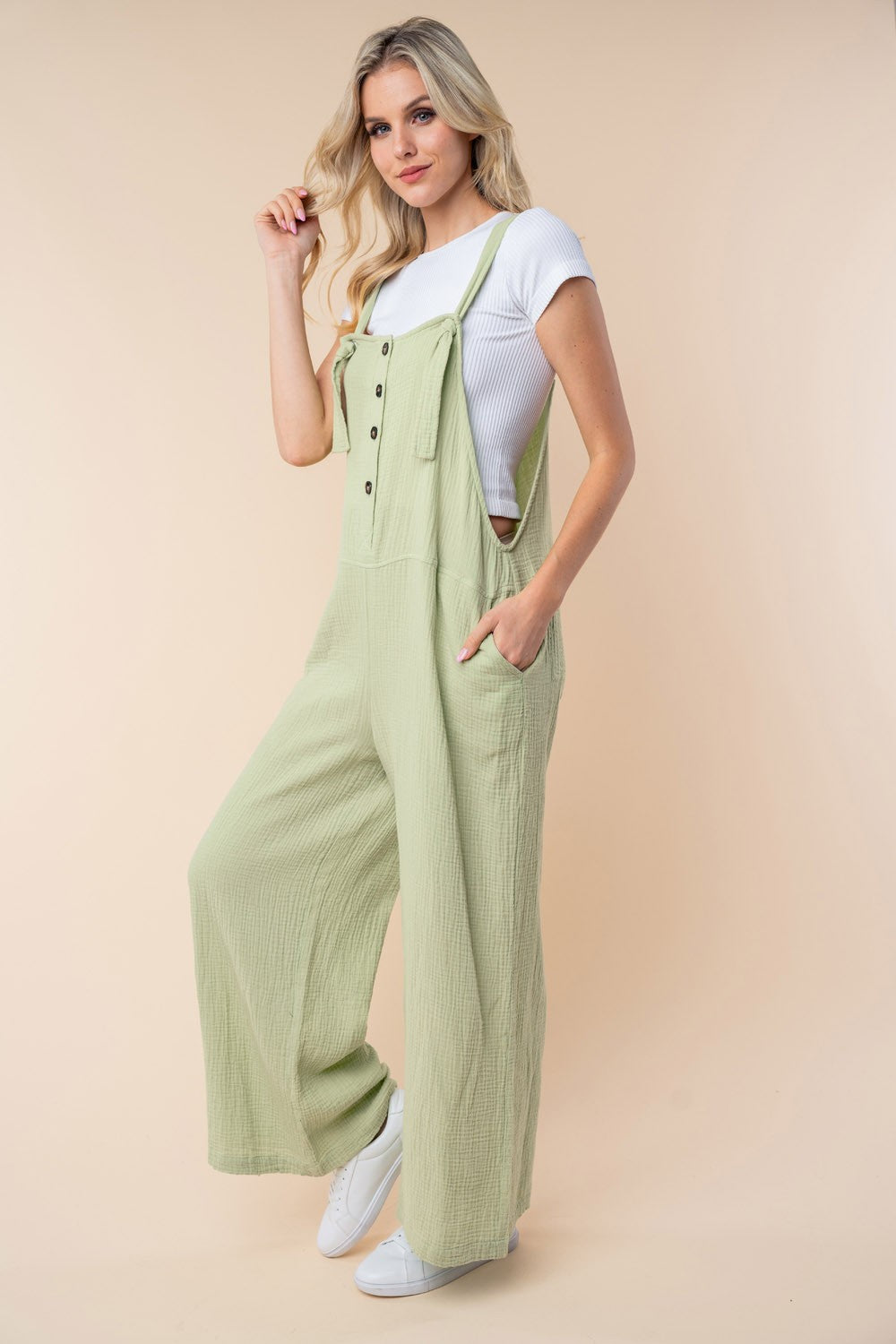 Blue Zone Planet | White Birch Texture Sleeveless Wide Leg Jumpsuit-TOPS / DRESSES-[Adult]-[Female]-2022 Online Blue Zone Planet