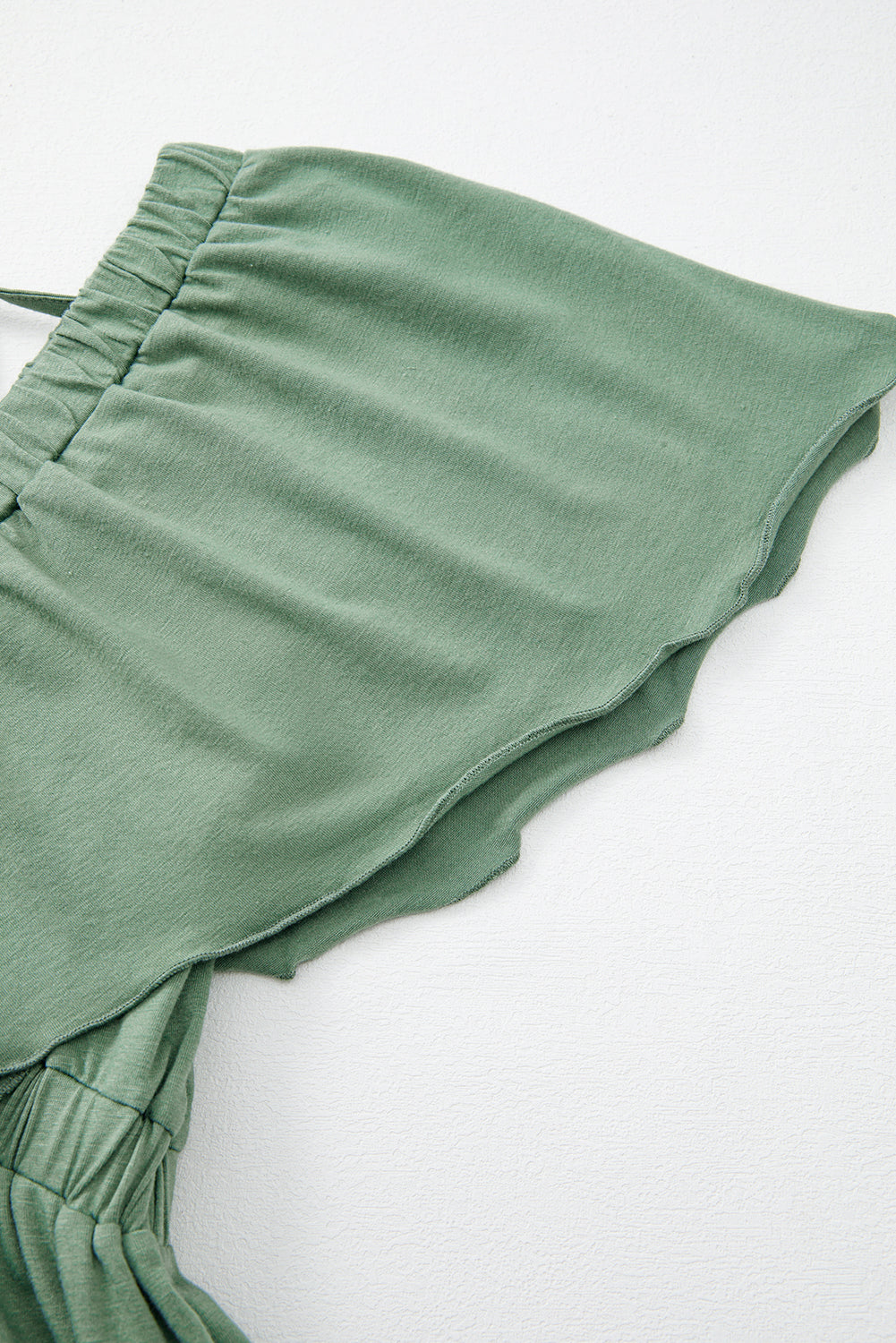 Grass Green Textured V Neck Flutter Sleeve Ruffled Maxi Dress-TOPS / DRESSES-[Adult]-[Female]-2022 Online Blue Zone Planet