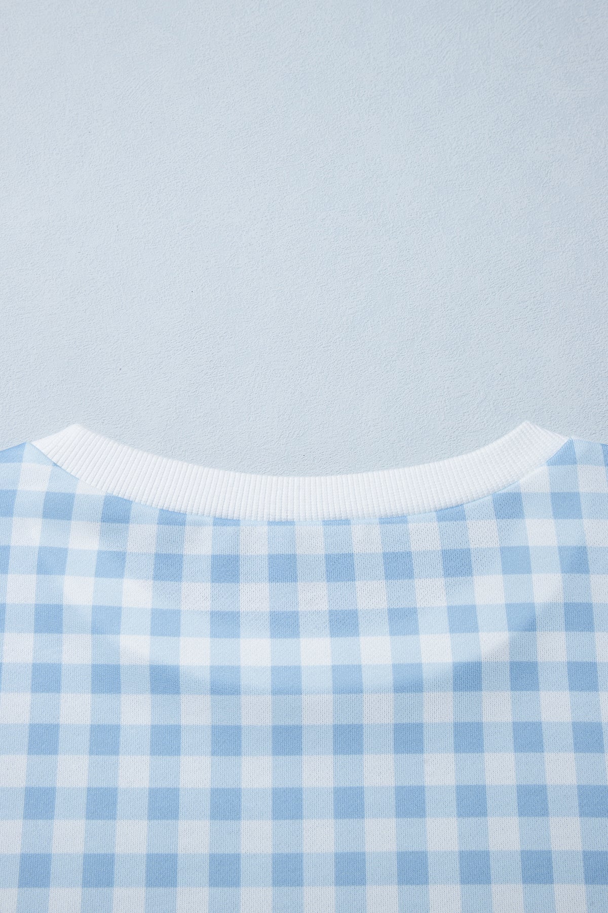 Light Blue Plaid Round Neck Long Sleeve Sweatshirt-Tops/Sweatshirts & Hoodies-[Adult]-[Female]-2022 Online Blue Zone Planet