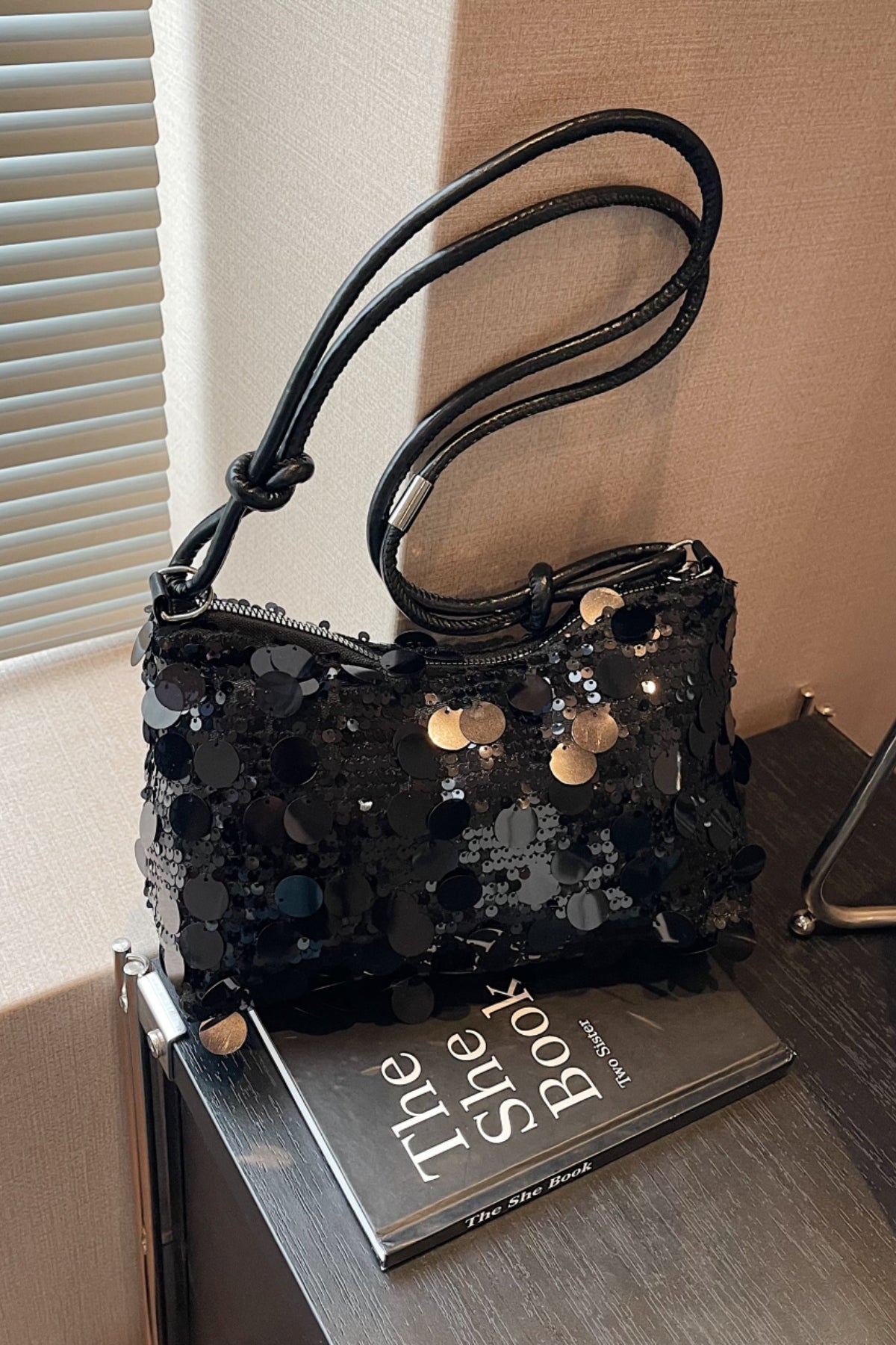 Sequin Knotted Straps Shoulder Bag-HANDBAGS-[Adult]-[Female]-2022 Online Blue Zone Planet