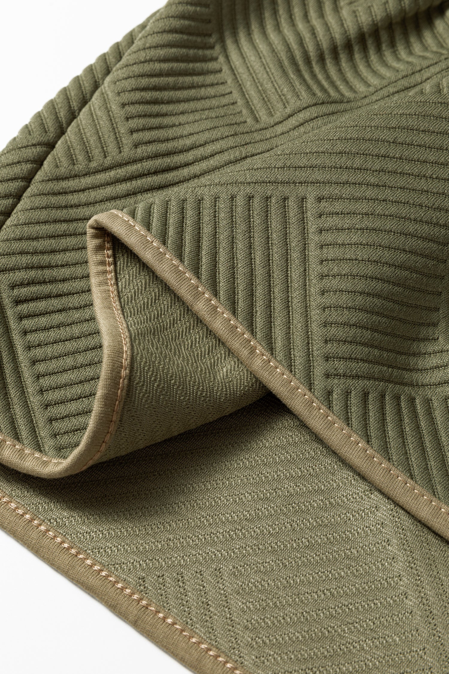 Jungle Green Plus Size Textured Contrast Trim Quarter Zip Bracelet Sleeve Mini Dress-Bracelet-[Adult]-[Female]-2022 Online Blue Zone Planet