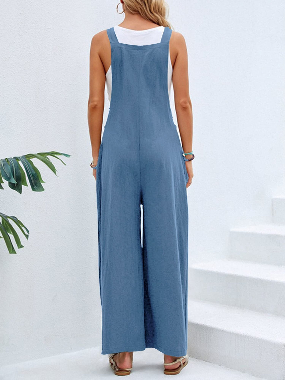 Blue Zone Planet | Full Size Square Neck Wide Strap Overalls-TOPS / DRESSES-[Adult]-[Female]-2022 Online Blue Zone Planet