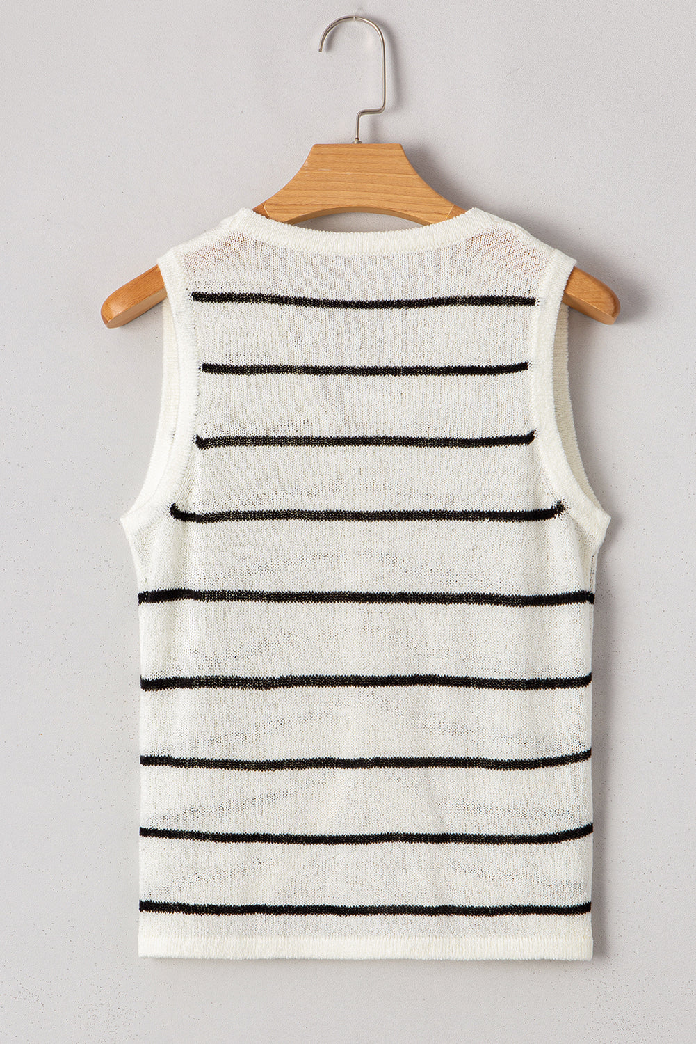 Black Stripe Buttoned V Neck Slim Fit Knit Vest-15% OFF-[Adult]-[Female]-2022 Online Blue Zone Planet