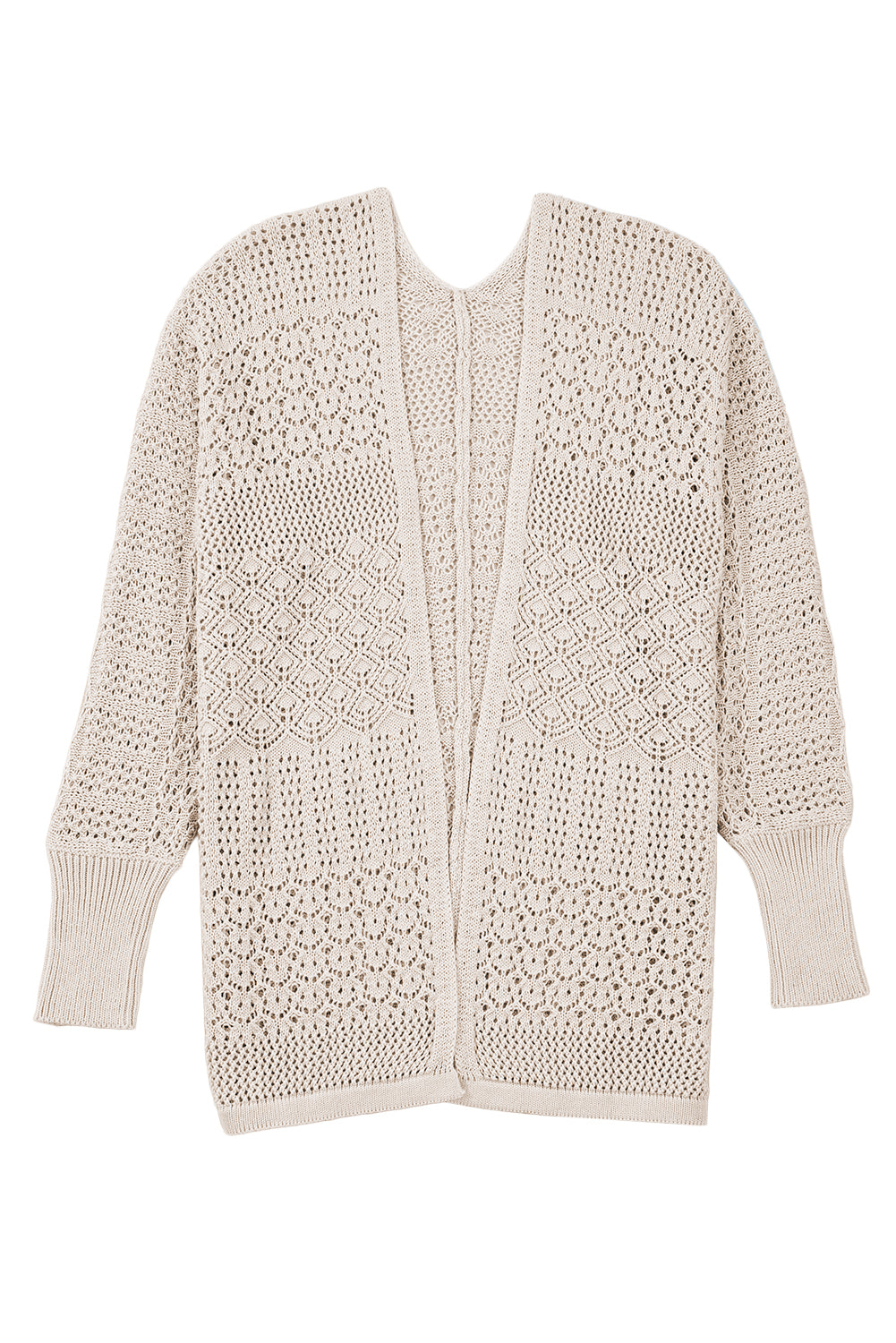 Lapis Mix Pattern Hollowed Knit Open Front Cardigan-TOPS / DRESSES-[Adult]-[Female]-2022 Online Blue Zone Planet