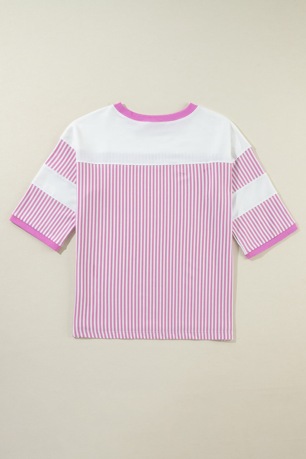 Blue Zone Planet | Black & White Striped Patchwork Oversized Tee-T Shirts-[Adult]-[Female]-2022 Online Blue Zone Planet