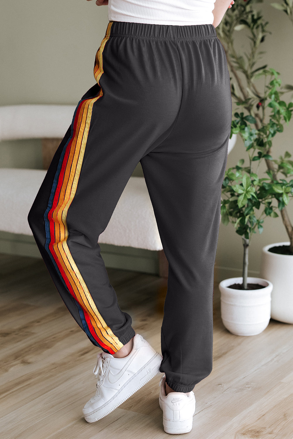 Dark Grey Counting Rainbows High Waist Sweatpants-Tops / Dresses-[Adult]-[Female]-2022 Online Blue Zone Planet