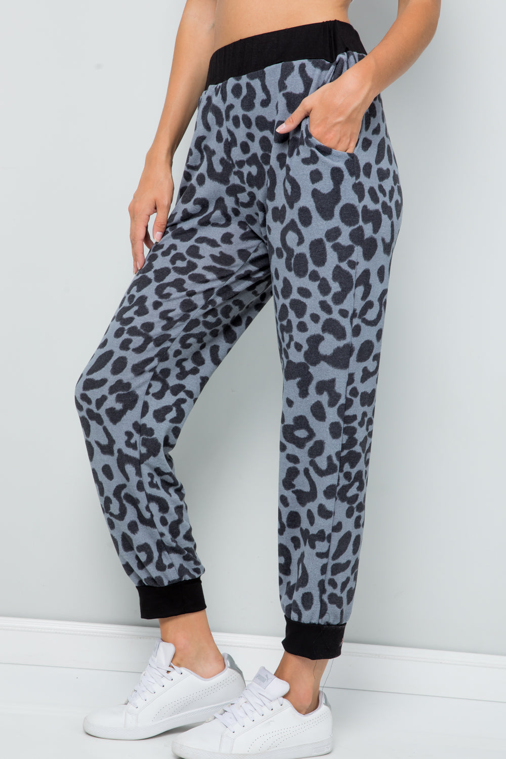 Blue Zone Planet | Celeste Full Size Leopard Contrast Sweatpants-TOPS / DRESSES-[Adult]-[Female]-2022 Online Blue Zone Planet