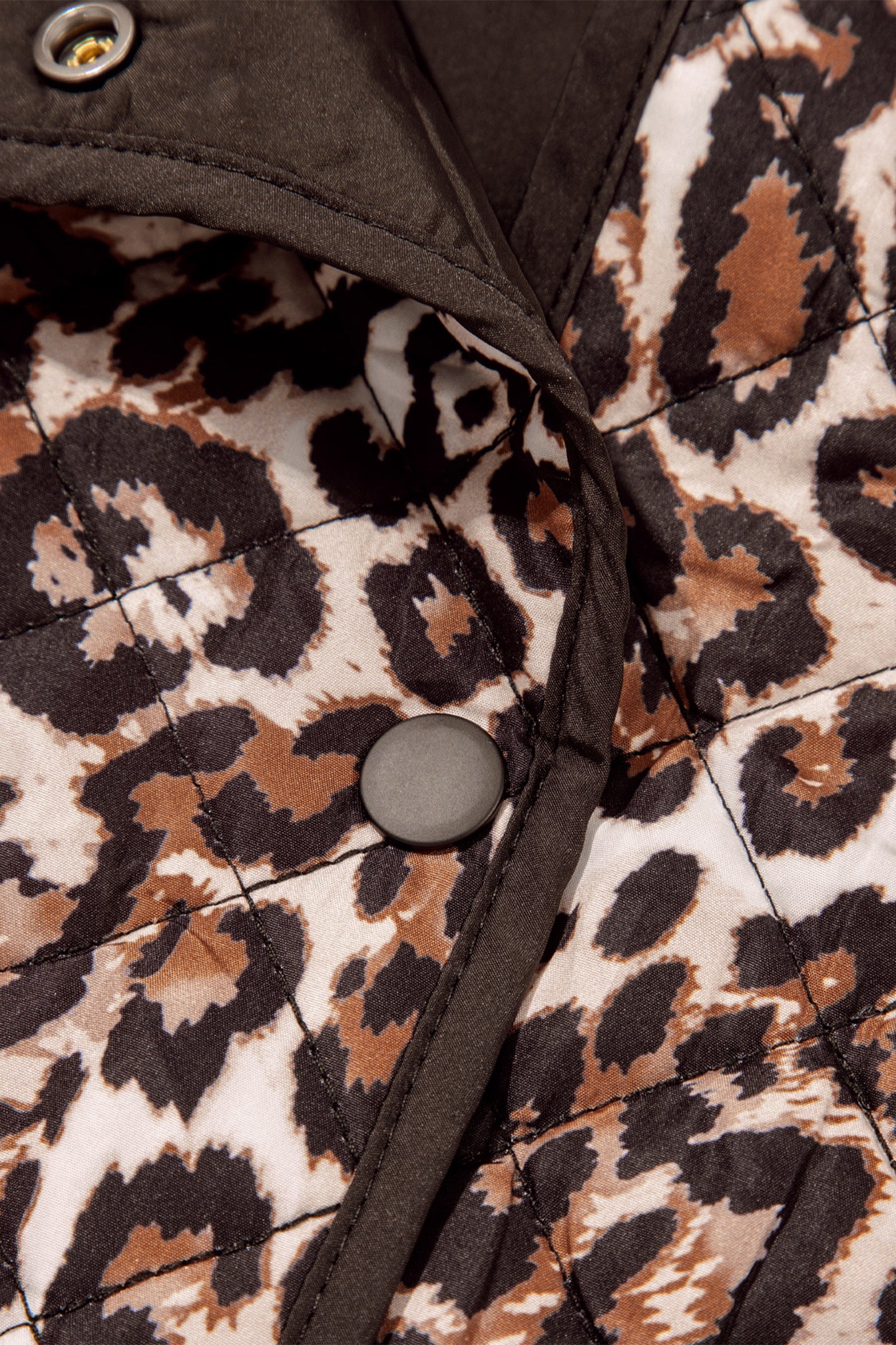 Brown Leopard Print Quilted Button Front Patch Pockets Jacket-Outerwear/Jackets-[Adult]-[Female]-2022 Online Blue Zone Planet