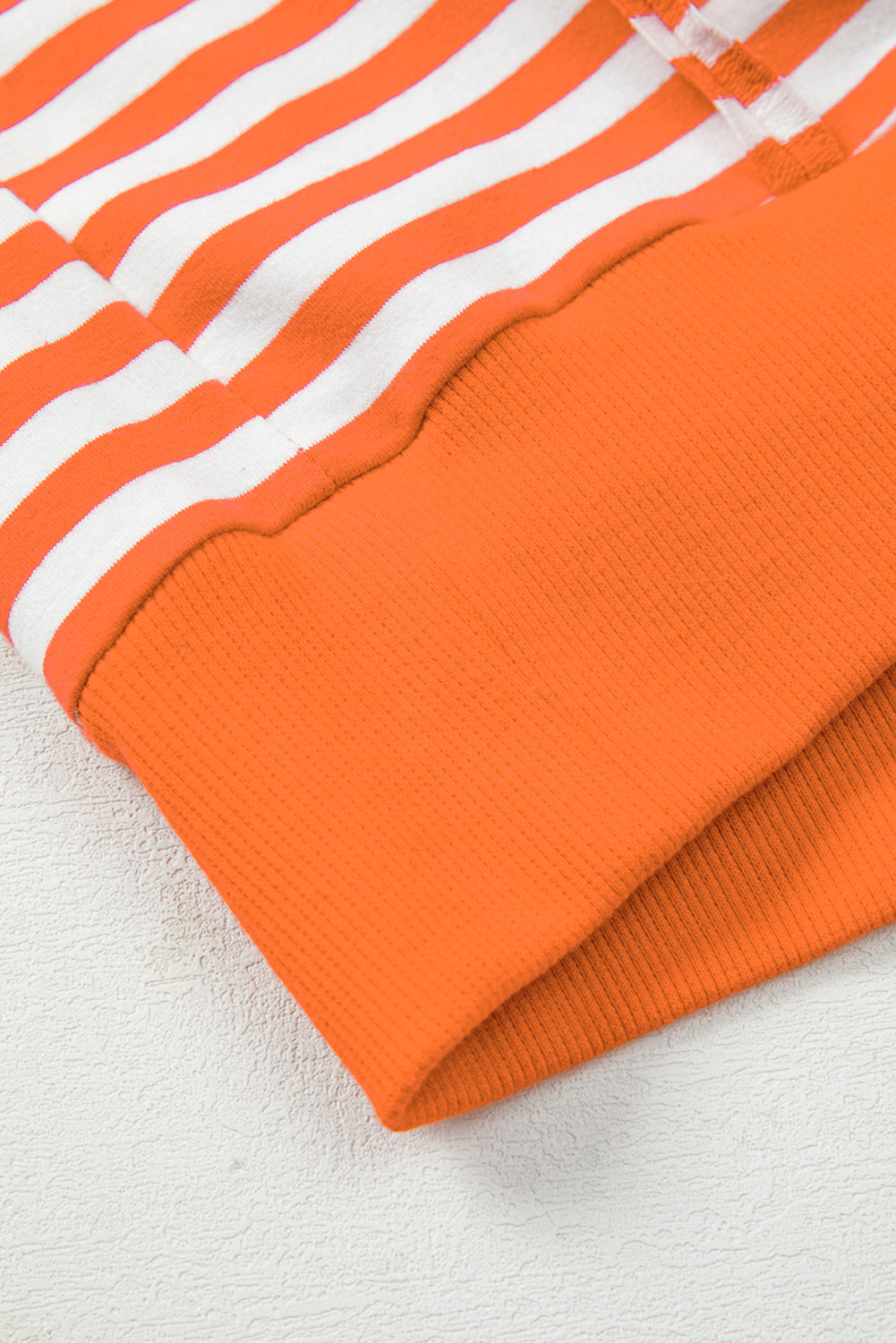 Orange Stripe Exposed Seam Drop Shoulder Casual Pullover Top-Tops/Long Sleeve Tops-[Adult]-[Female]-2022 Online Blue Zone Planet