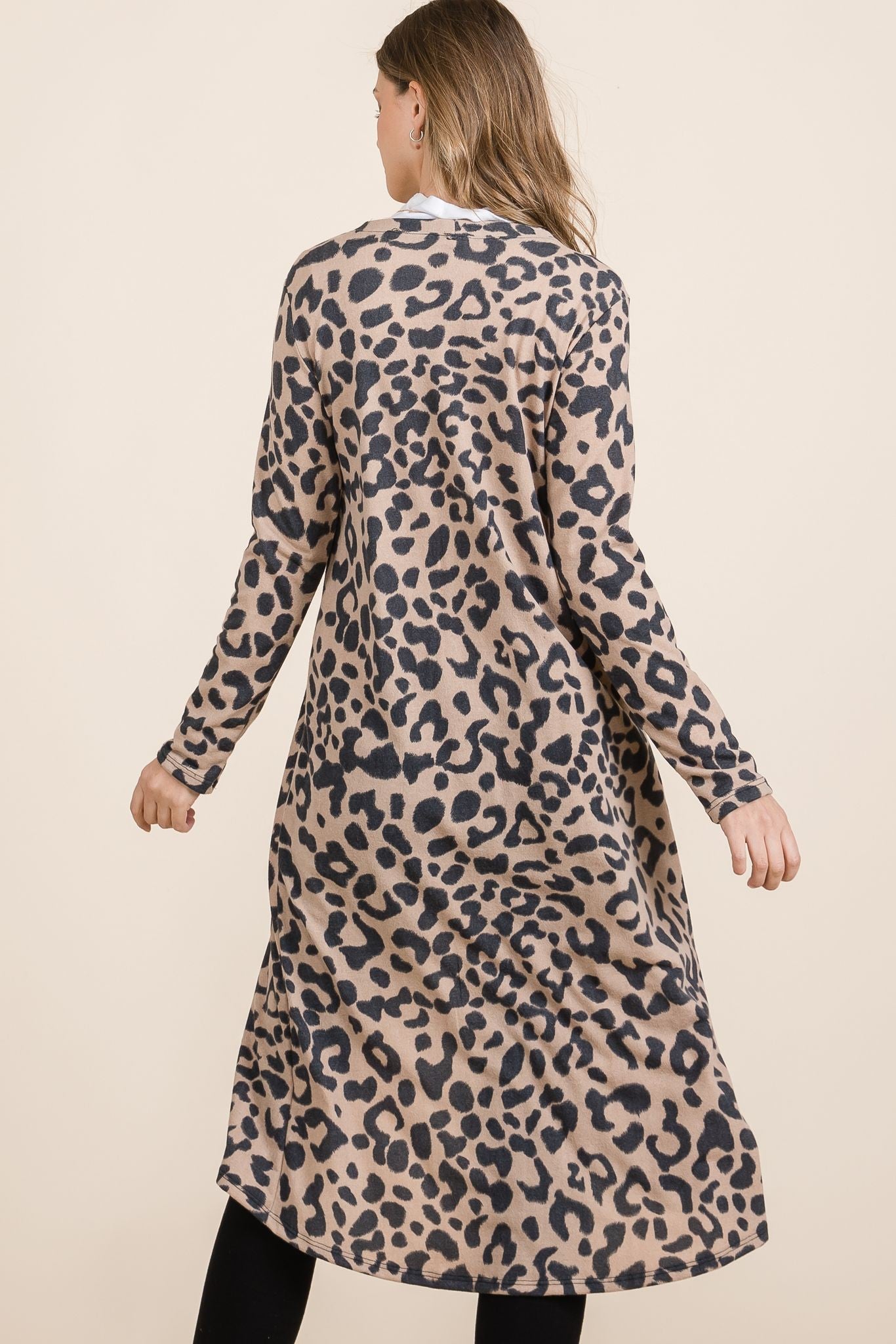 Celeste Full Size Leopard V-Neck Long Sleeve Cardigan-TOPS / DRESSES-[Adult]-[Female]-2022 Online Blue Zone Planet