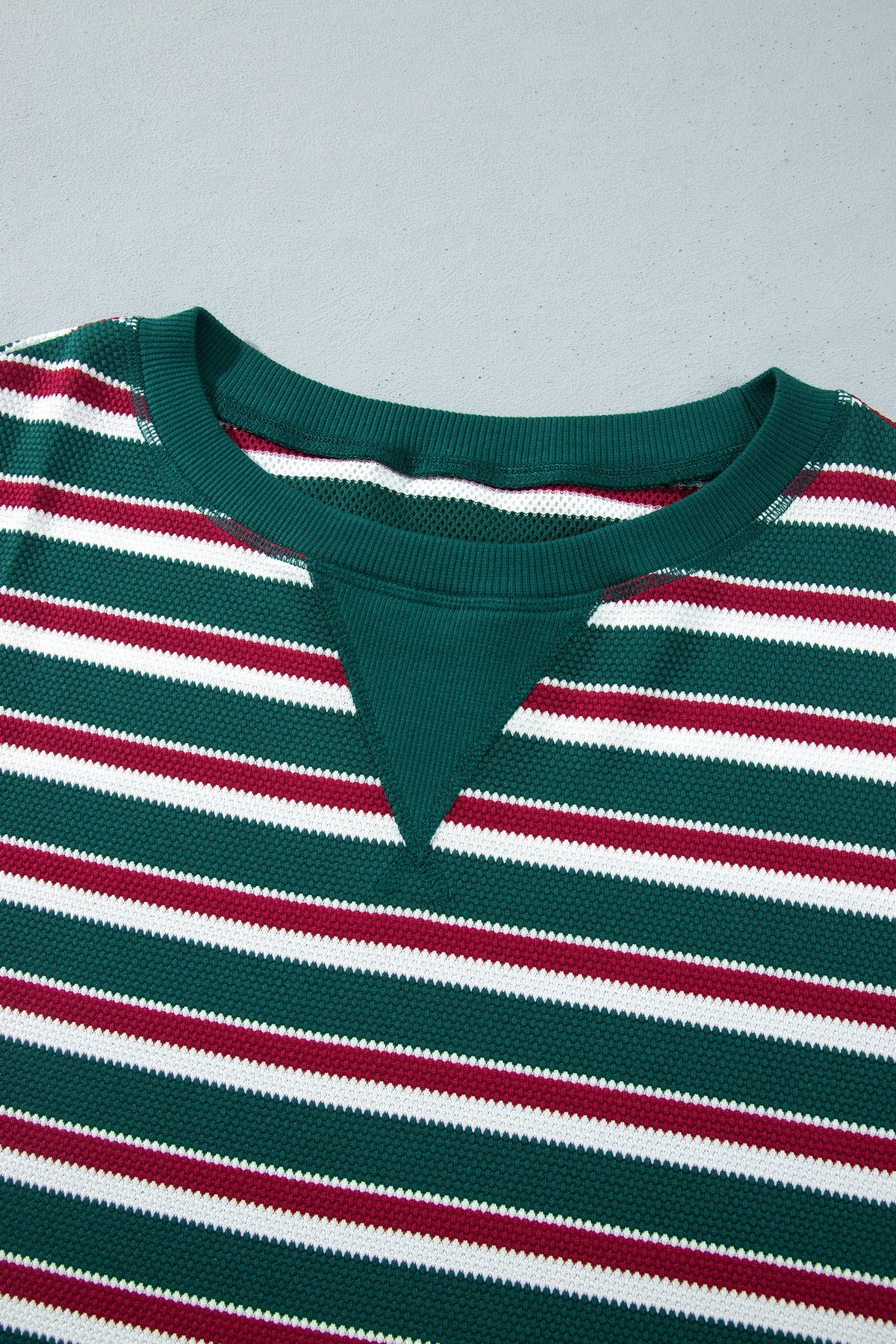 Green Stripe Striped Colorblock Round Neck Long Sleeve Shift Plus Size Sweatshirt-Plus Size/Plus Size Sweatshirts & Hoodies-[Adult]-[Female]-2022 Online Blue Zone Planet