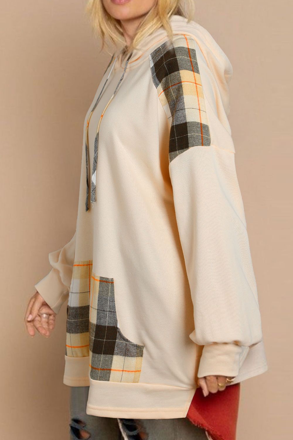 Drawstring Plaid Long Sleeve Hoodie-TOPS / DRESSES-[Adult]-[Female]-2022 Online Blue Zone Planet