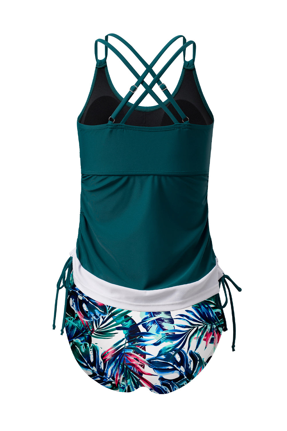 Sea Green Drawstring Tummy Control 2pcs Tankini Set-Bikini Sets-[Adult]-[Female]-2022 Online Blue Zone Planet