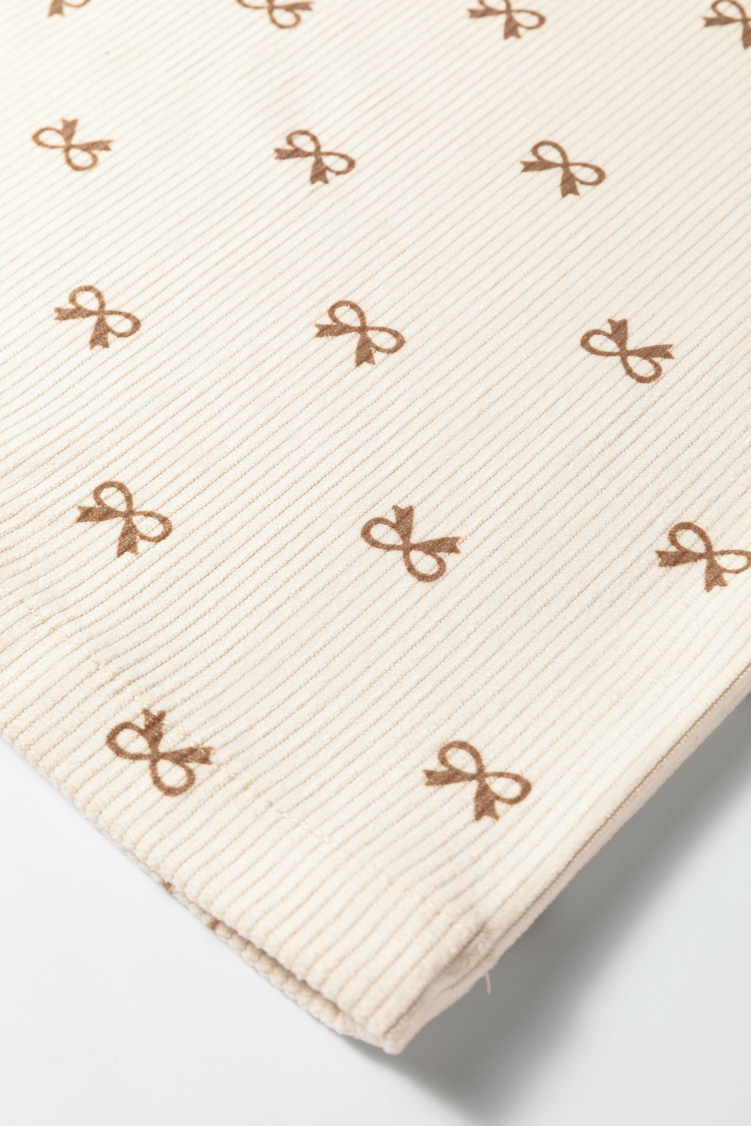 Apricot Bow Print Drawstring Elastic Waist Loose Corduroy Pants-Bottoms/Pants & Culotte-[Adult]-[Female]-2022 Online Blue Zone Planet