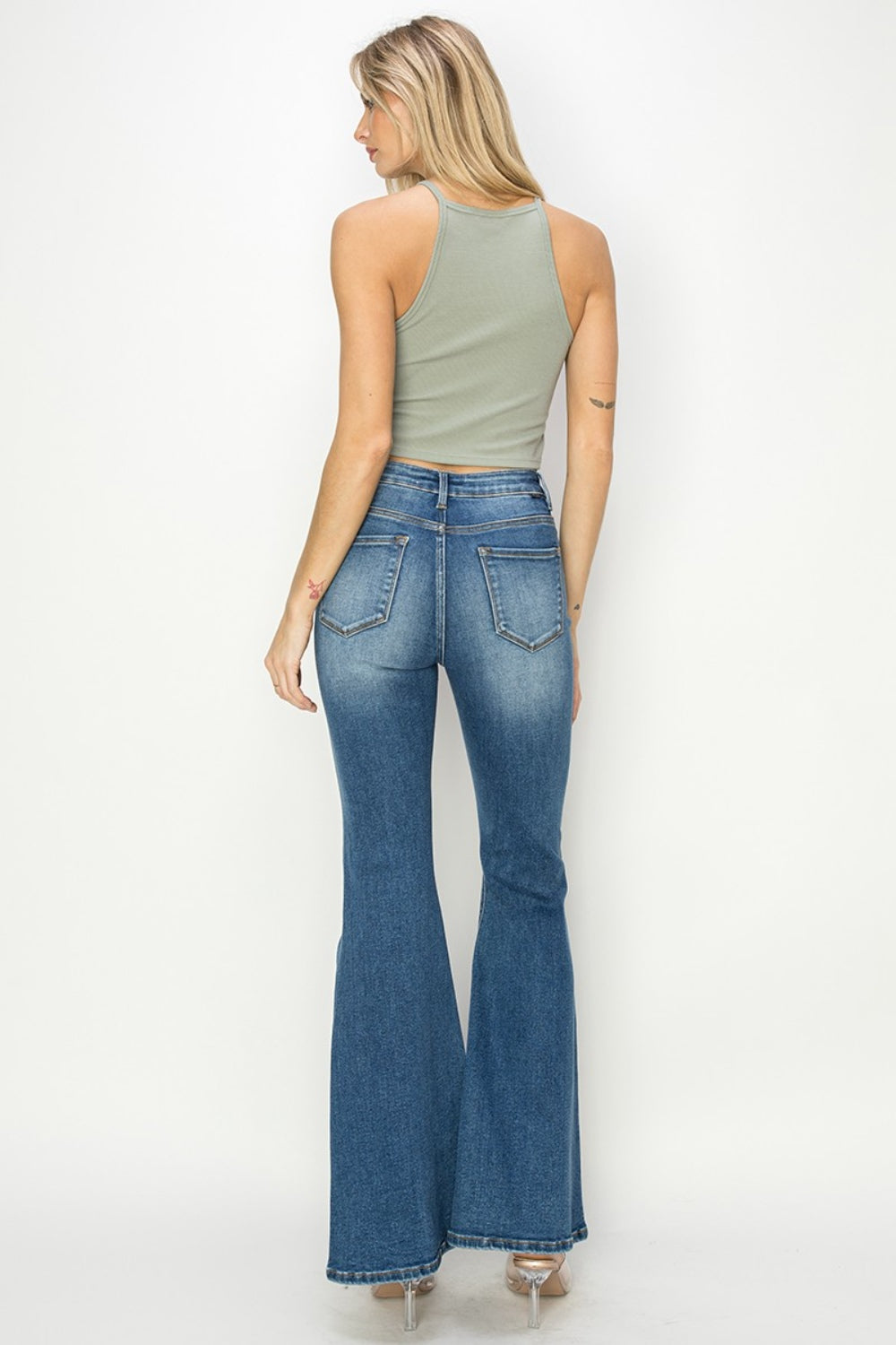 Blue Zone Planet | RISEN Full Size High Rise Front Seam Detailed Flare Jeans-TOPS / DRESSES-[Adult]-[Female]-2022 Online Blue Zone Planet