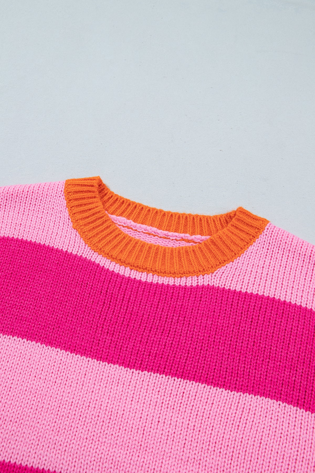 Rose Stripe Casual Colorblock Knit Drop Shoulder Relaxed Sweater-TOPS / DRESSES-[Adult]-[Female]-2022 Online Blue Zone Planet