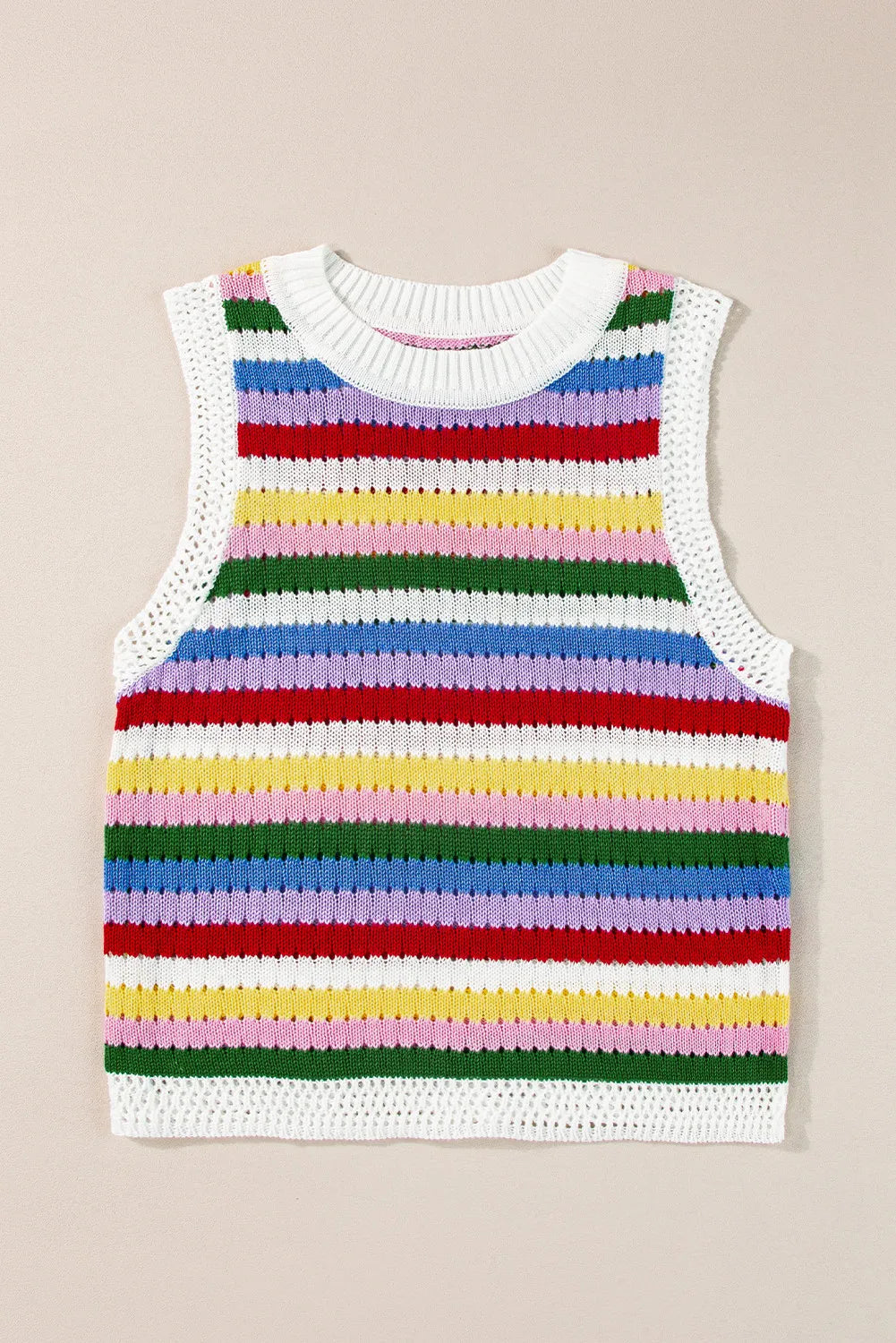 Contrast Round Neck Sweater Vest-TOPS / DRESSES-[Adult]-[Female]-2022 Online Blue Zone Planet