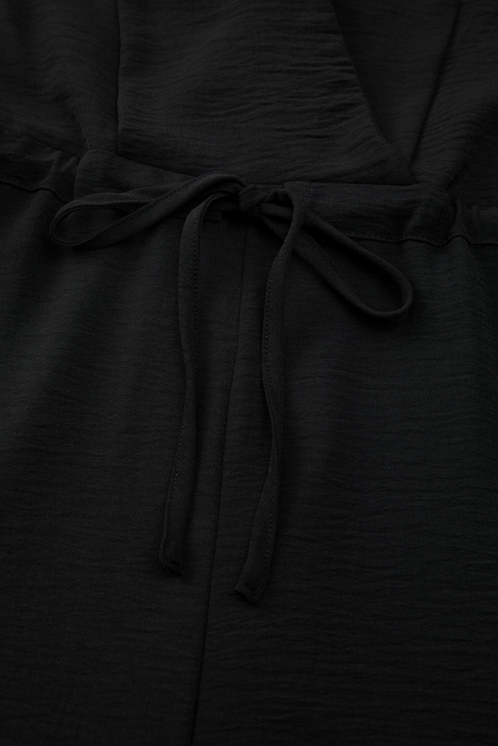 Black Solid Spaghetti Strap Wide Leg Drawstring High Waist Jumpsuit-Bottoms/Jumpsuits & Rompers-[Adult]-[Female]-2022 Online Blue Zone Planet
