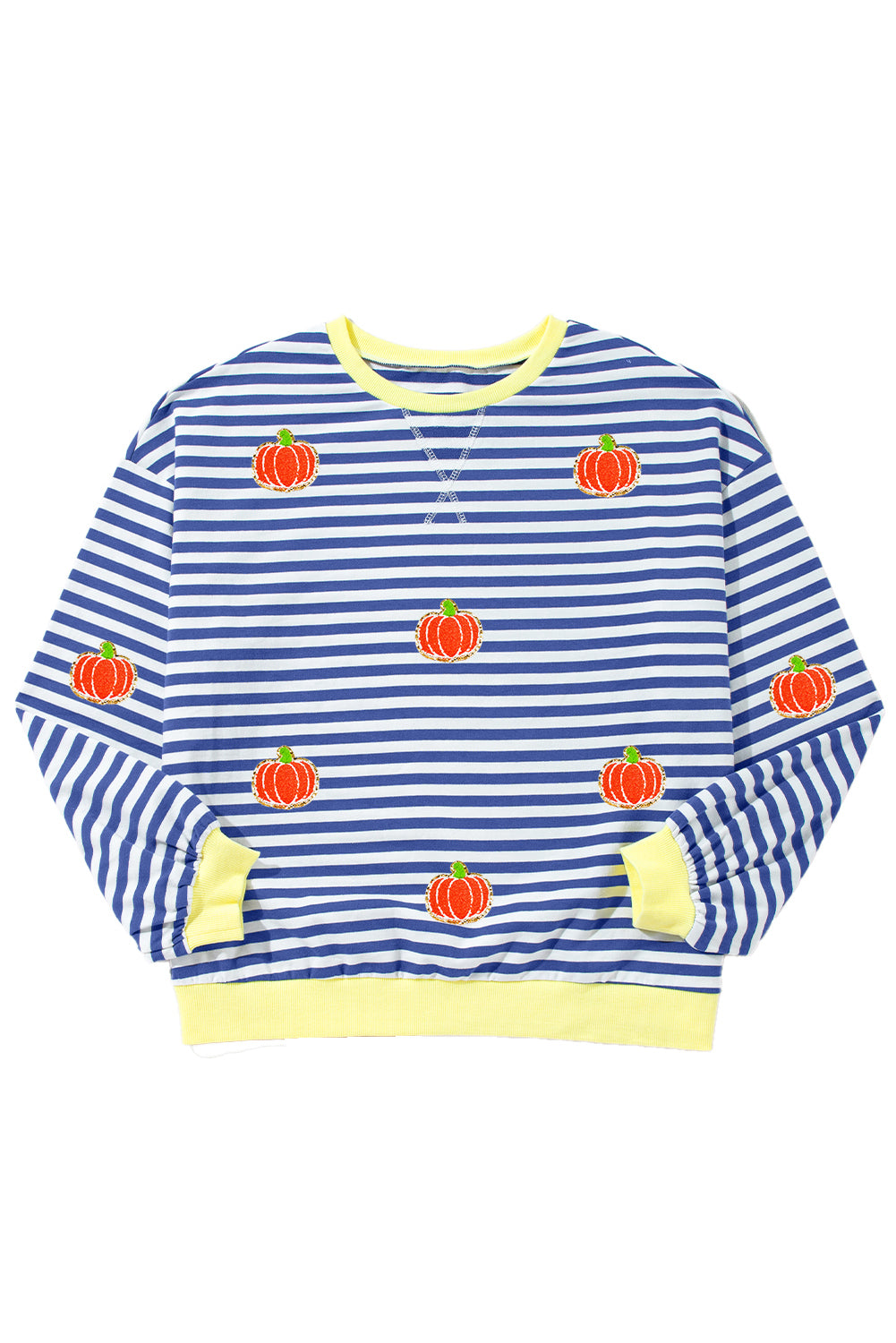 Blue Zone Planet | Pumpkin Striped Long Sleeve Sweatshirt-TOPS / DRESSES-[Adult]-[Female]-2022 Online Blue Zone Planet