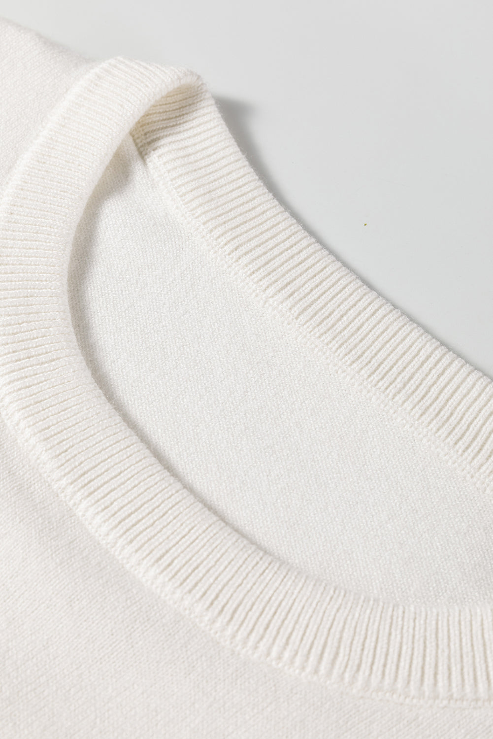 White Button Split Cuffs Round Neck Slim Sweater-TOPS / DRESSES-[Adult]-[Female]-2022 Online Blue Zone Planet