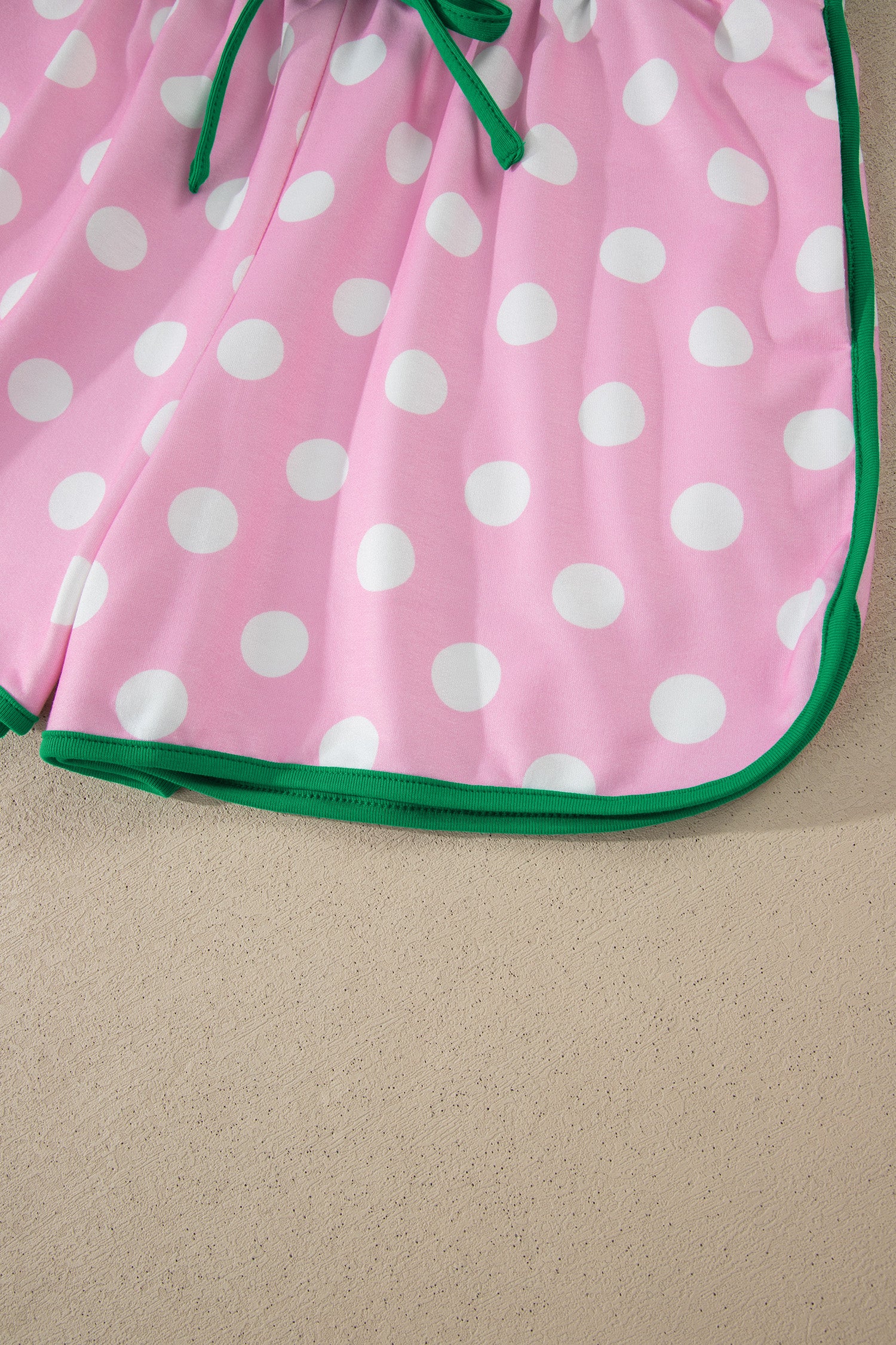 Pink Polka Dot Contrast Edge Casual Short Set-Two Piece Sets/Short Sets-[Adult]-[Female]-2022 Online Blue Zone Planet