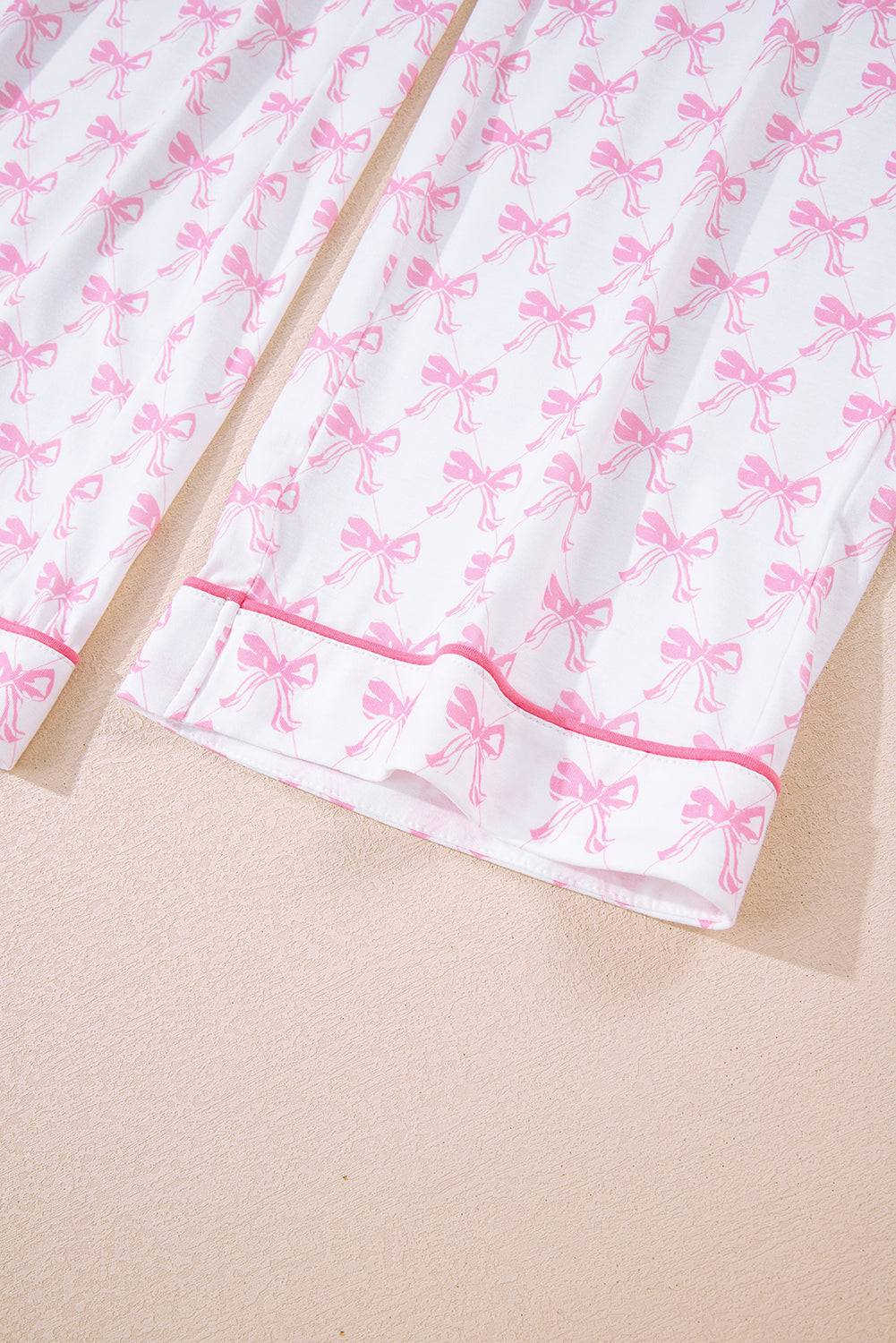 Pink Bow Print Long Sleeve Shirt and Pants Soft Pajama Set-Loungewear & Sleepwear/Sleepwear-[Adult]-[Female]-2022 Online Blue Zone Planet