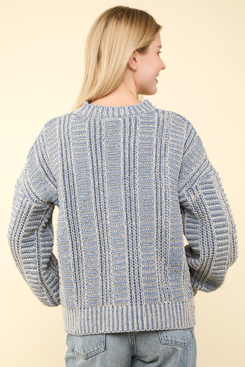 Blue Zone Planet | VERY J Two Tone Long Sleeve Sweater-TOPS / DRESSES-[Adult]-[Female]-2022 Online Blue Zone Planet