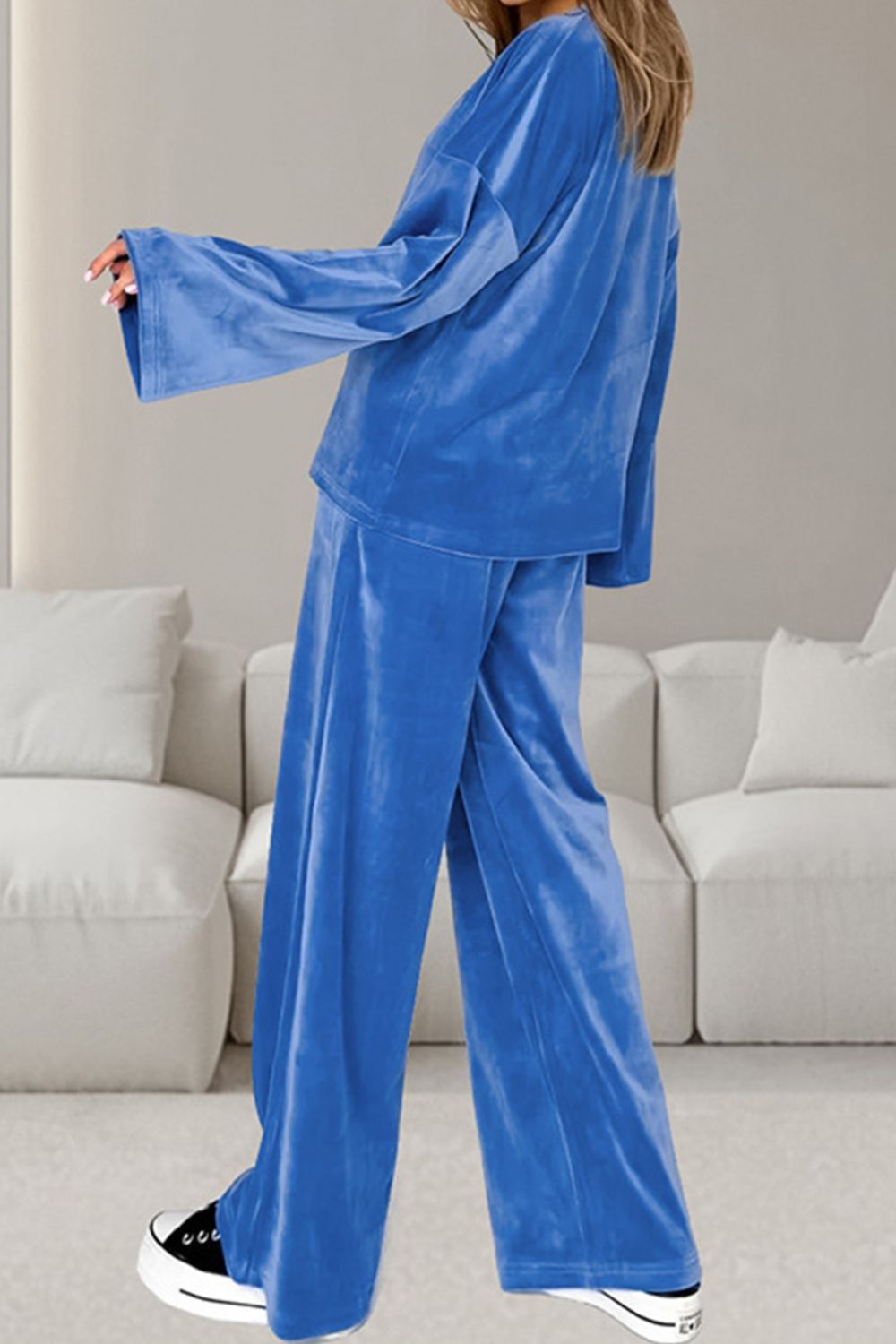 Buttery-Soft Round Neck Long Sleeve Top and Drawstring Pants Set-TOPS / DRESSES-[Adult]-[Female]-2022 Online Blue Zone Planet