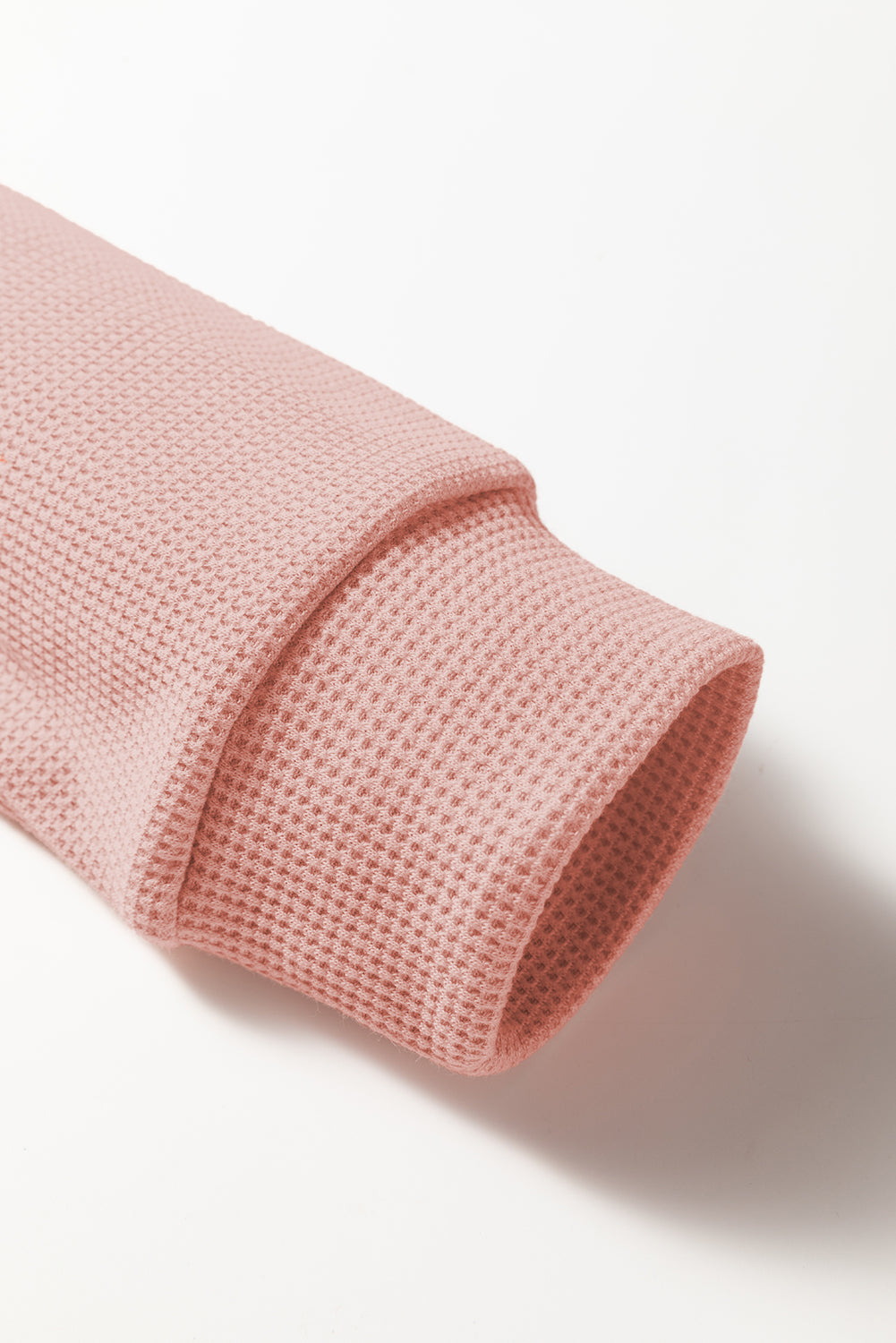 Gossamer Pink Rounded Hem Waffle Long Sleeve Top-Tops/Long Sleeve Tops-[Adult]-[Female]-2022 Online Blue Zone Planet