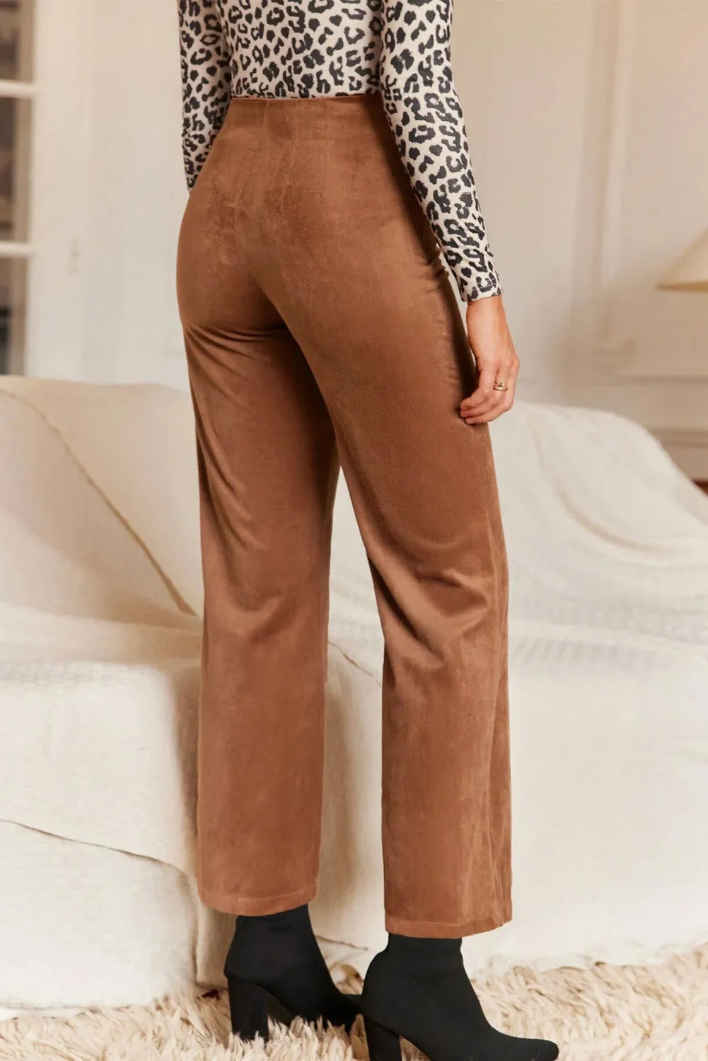 Decorative Button Straight Leg Pants-BOTTOMS SIZES SMALL MEDIUM LARGE-[Adult]-[Female]-2022 Online Blue Zone Planet