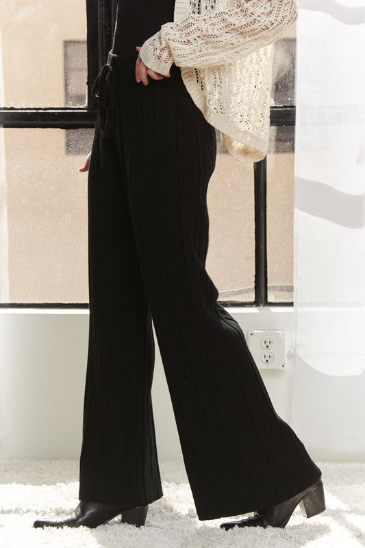 ADORA Tied Wide Leg Knit Pants-BOTTOM SIZES SMALL MEDIUM LARGE-[Adult]-[Female]-2022 Online Blue Zone Planet