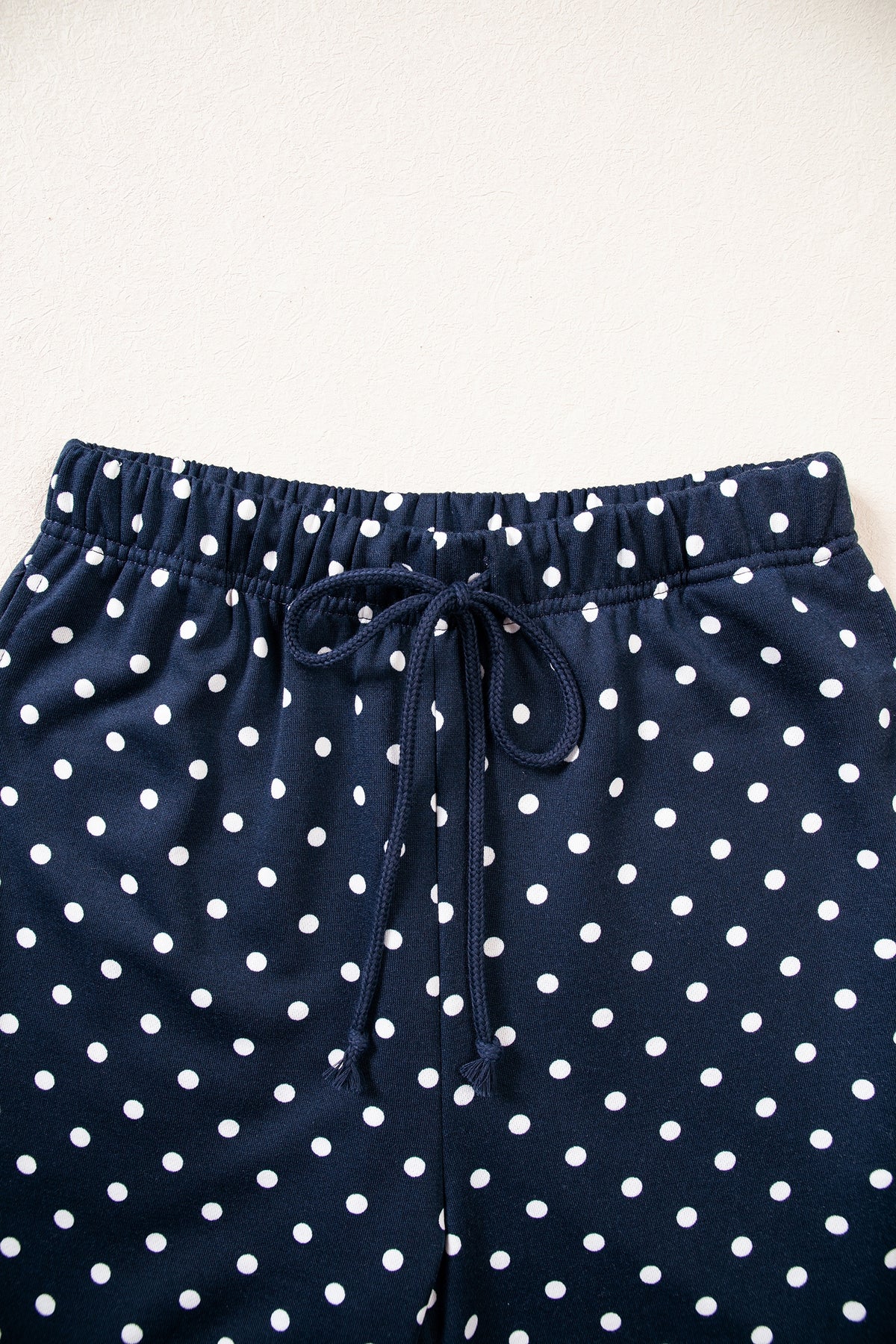 Brown Polka Dot Drawstring Wide Leg Long Sleeve Top Pant Set-Two Piece Sets/Pant Sets-[Adult]-[Female]-2022 Online Blue Zone Planet