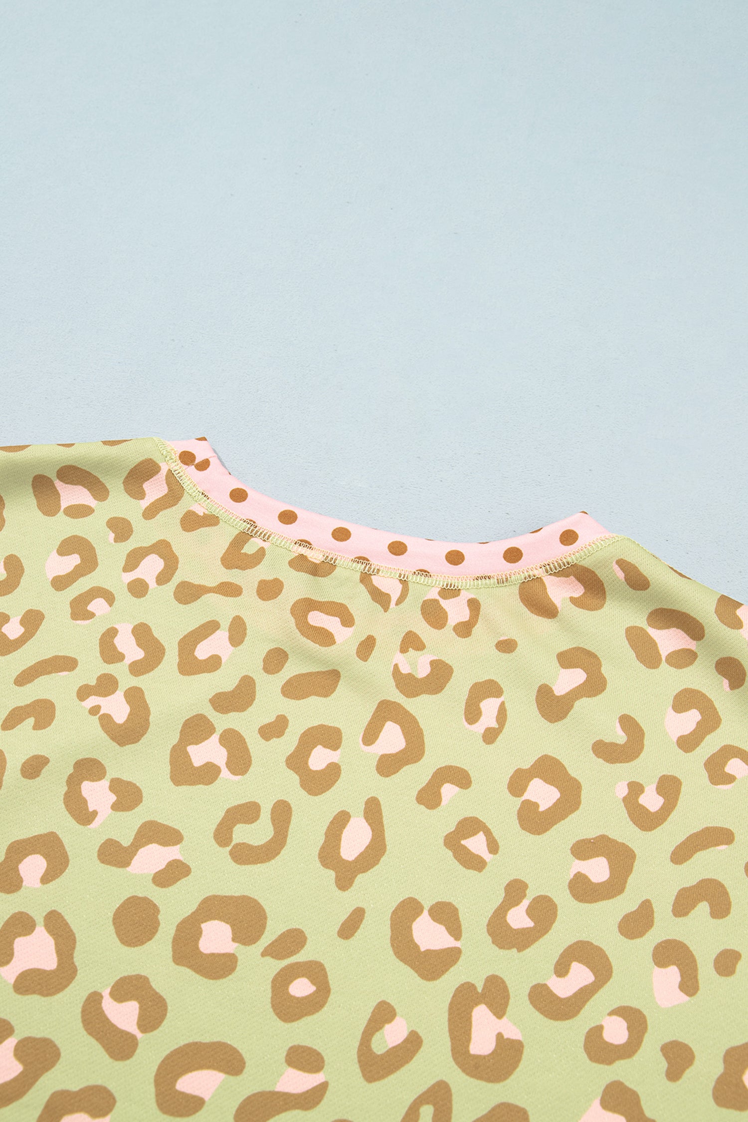 Pink Leopard Polka Dot Colorblock Trim Long Sleeve Top-Tops/Long Sleeve Tops-[Adult]-[Female]-2022 Online Blue Zone Planet
