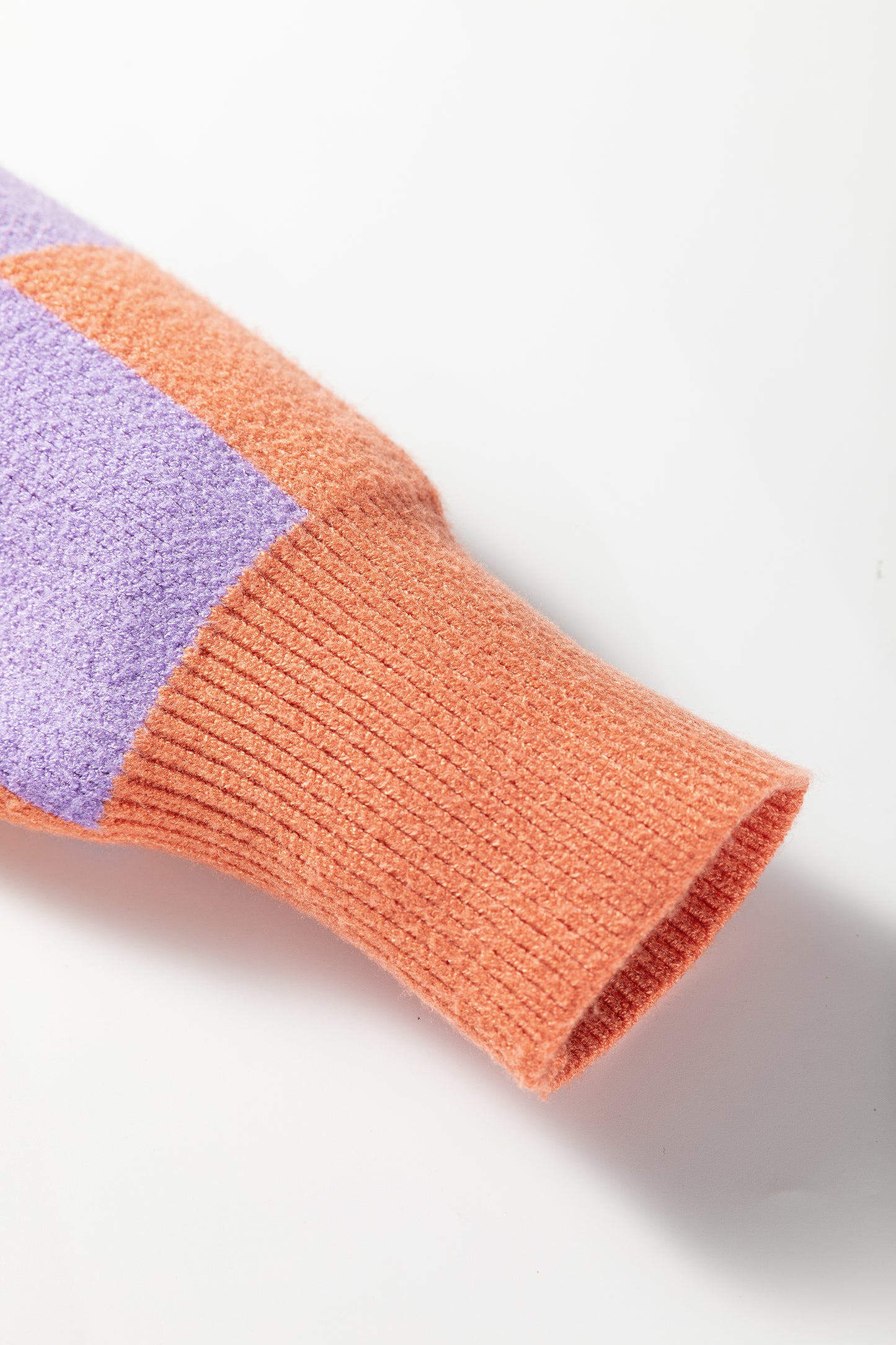 Grapefruit Orange Checkered Pattern Ribbed Trim Knit Baggy Sweater-TOPS / DRESSES-[Adult]-[Female]-2022 Online Blue Zone Planet