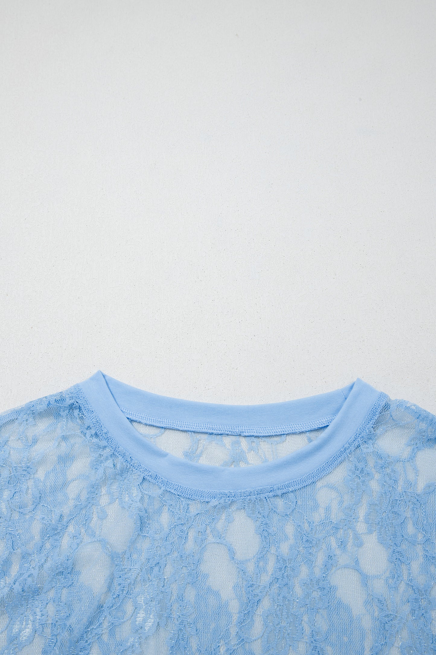Beau Blue Sheer Floral Lace Boxy Tee-Tops/Tops & Tees-[Adult]-[Female]-2022 Online Blue Zone Planet