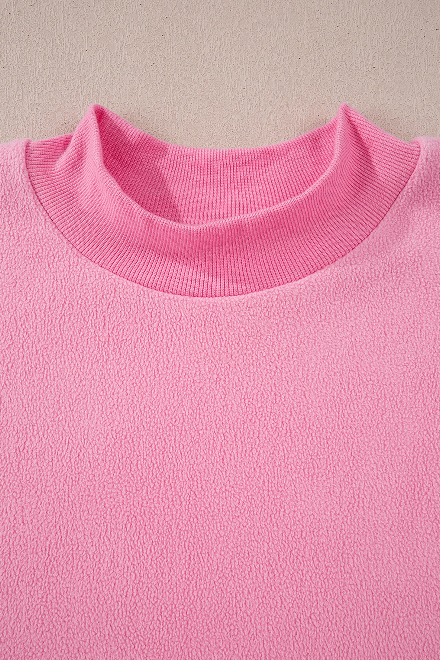 Bright Pink Oversize Drop Shoulder Reversible Mock Neck Sweatshirt-Tops/Sweatshirts & Hoodies-[Adult]-[Female]-2022 Online Blue Zone Planet