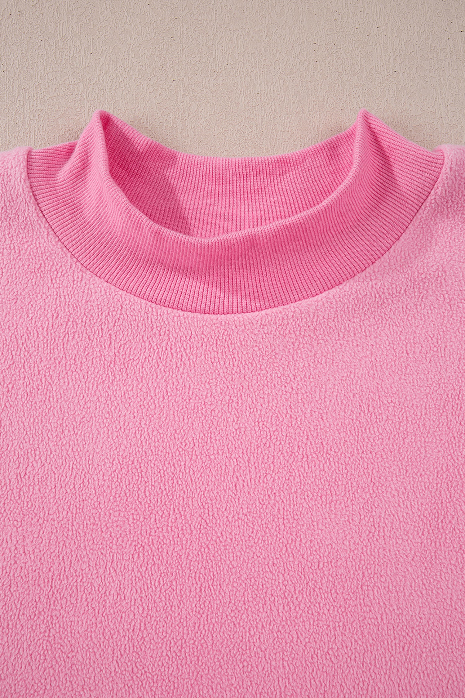 Bright Pink Oversize Drop Shoulder Reversible Mock Neck Sweatshirt-Tops/Sweatshirts & Hoodies-[Adult]-[Female]-2022 Online Blue Zone Planet