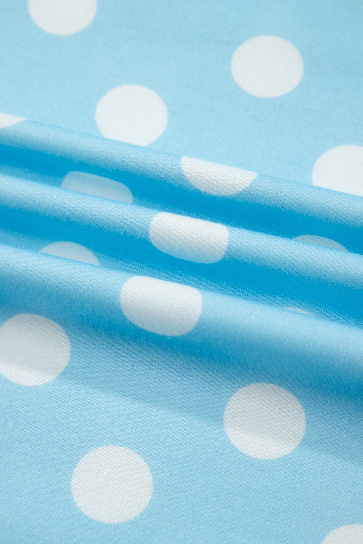 Sky Blue Polka Dot Short Sleeve Top and Pants Set-Two Piece Sets/Pant Sets-[Adult]-[Female]-2022 Online Blue Zone Planet