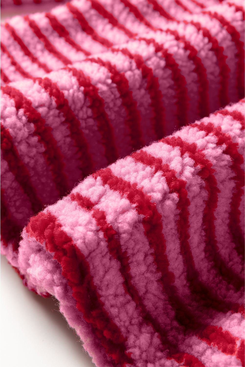 Pink Stripe Quarter Zip Fleece Oversize Sweatshirt-Tops/Sweatshirts & Hoodies-[Adult]-[Female]-2022 Online Blue Zone Planet