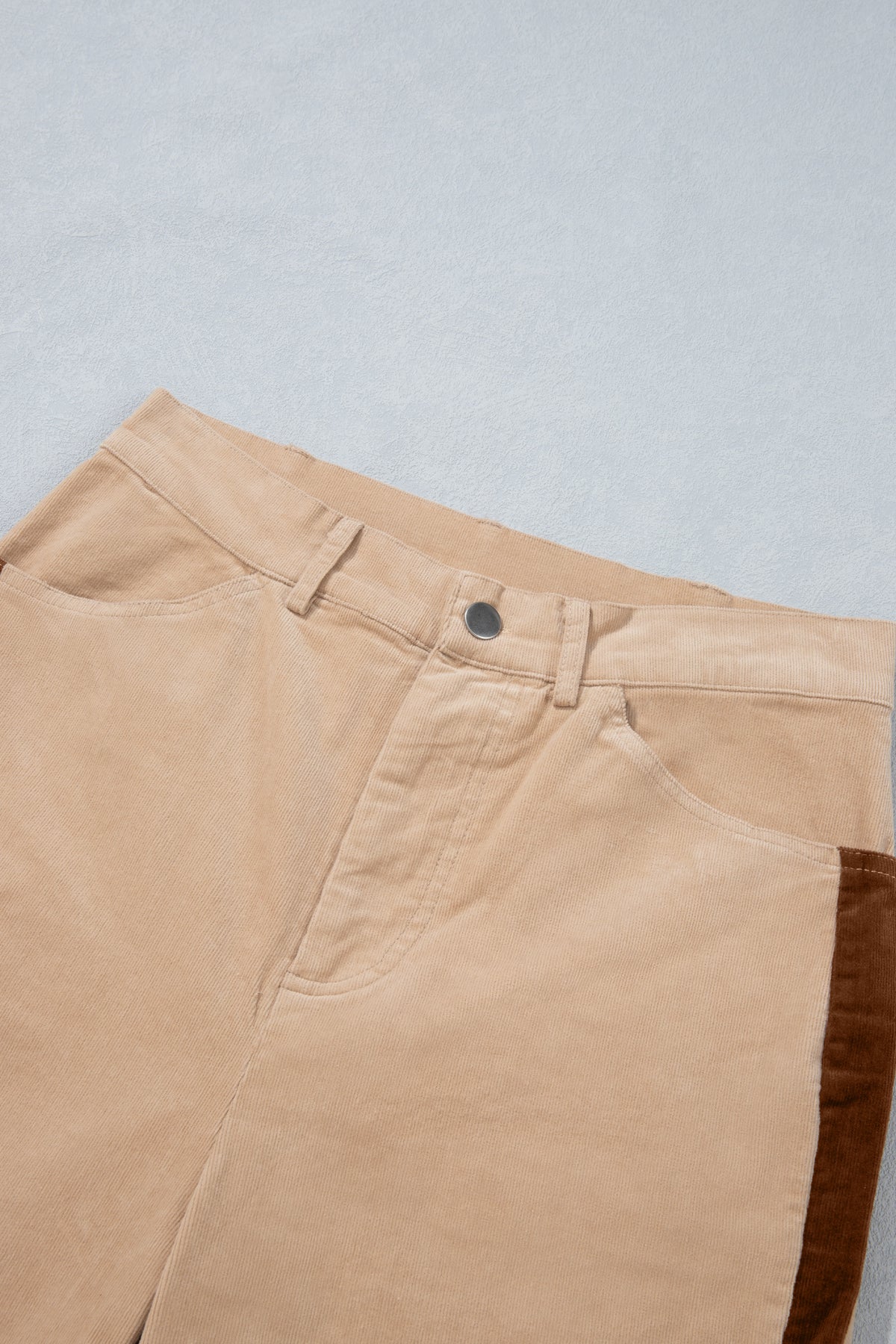 Smoke Gray Corduroy Side Panel Colorblock Straight Leg Pants-Bottoms/Pants & Culotte-[Adult]-[Female]-2022 Online Blue Zone Planet