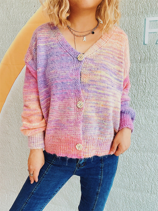 Button Up Long Sleeve Cardigan-TOPS / DRESSES-[Adult]-[Female]-Watermelon pink-One Size-2022 Online Blue Zone Planet