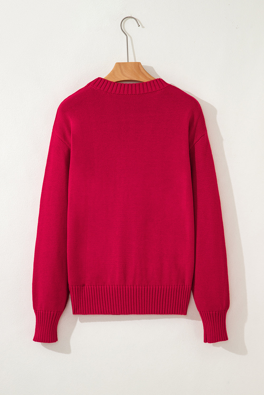 Fiery Red Merry Letter Pattern Christmas Holiday Baggy Sweater-TOPS / DRESSES-[Adult]-[Female]-2022 Online Blue Zone Planet
