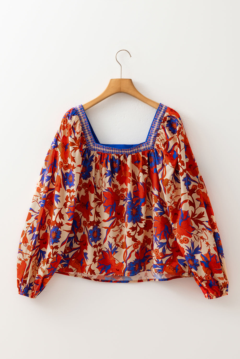 Multicolour Floral Print Square Neck Backless Loose Fit Blouse-Tops/Blouses & Shirts-[Adult]-[Female]-2022 Online Blue Zone Planet
