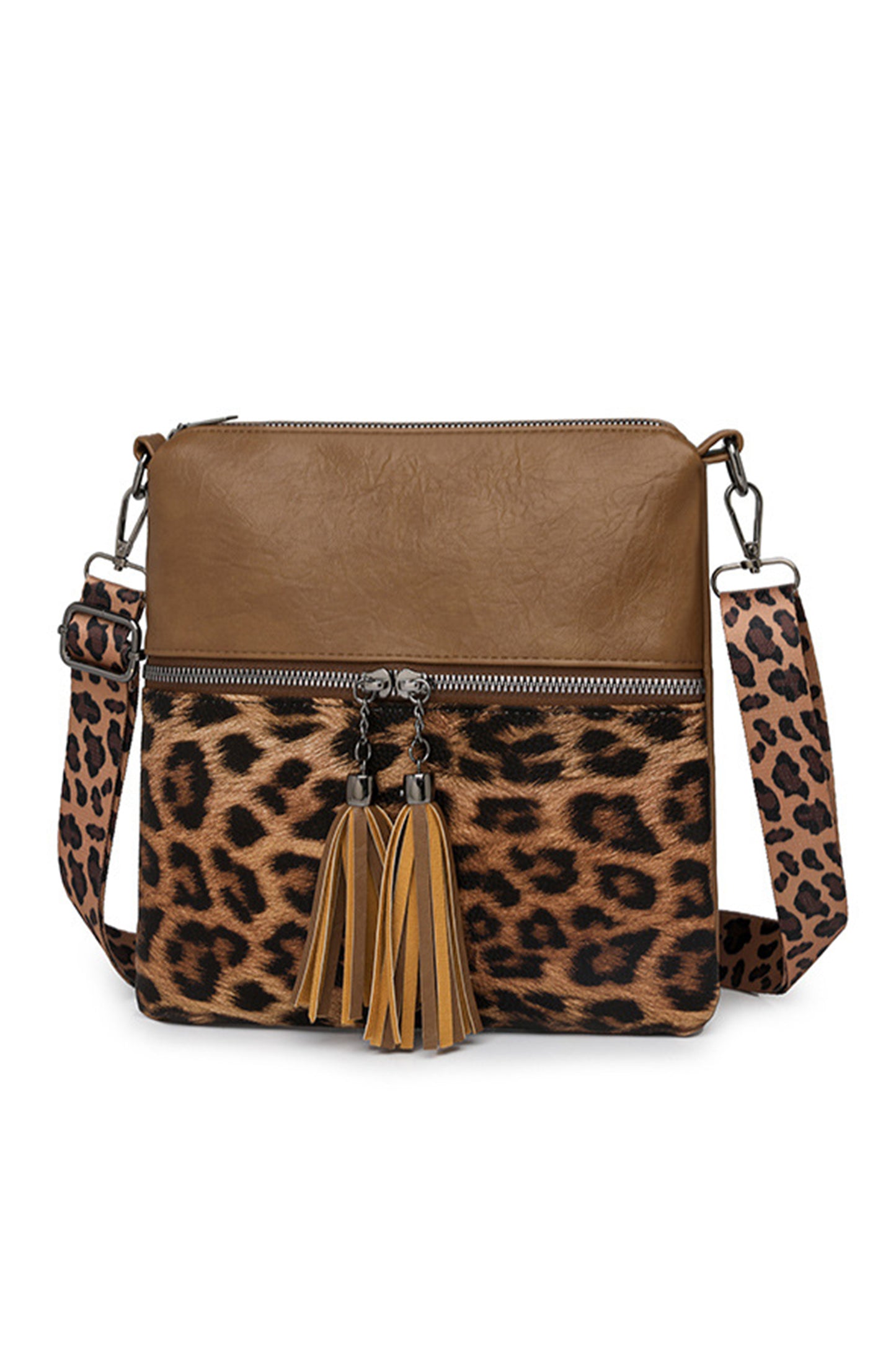 Coffee Leopard Contrast PU Leather Single Shoulder Mini Bag-Shoes & Bags/Shoulder Bags-[Adult]-[Female]-2022 Online Blue Zone Planet